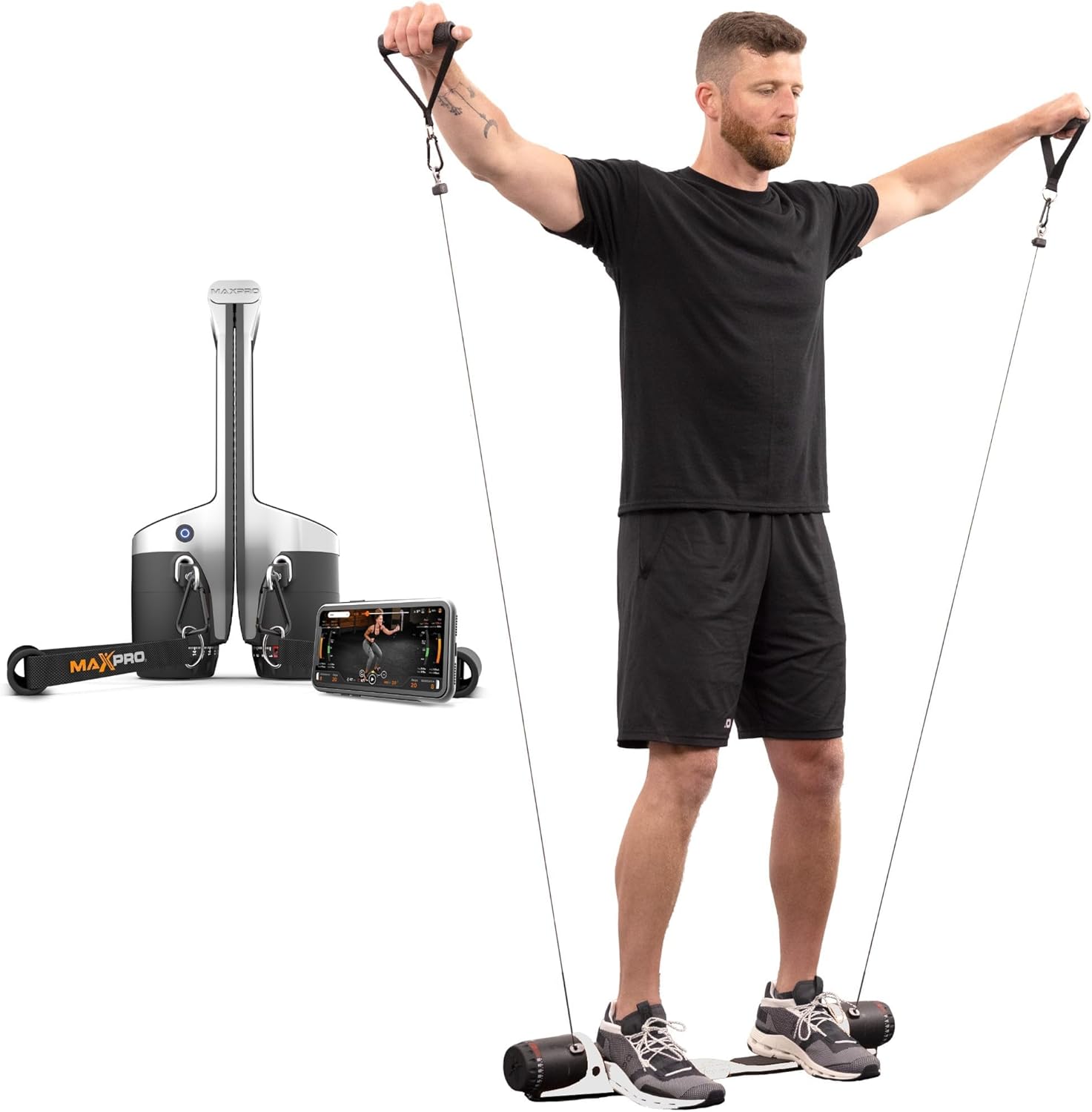 MAXPRO Fitness: Cable Home Gym | As Seen on Shark Tank | Versatile, Portable, Bluetooth Connected | Strength, HIIT, Cardio, Plyometric, Powerful 5-300lbs Resistance