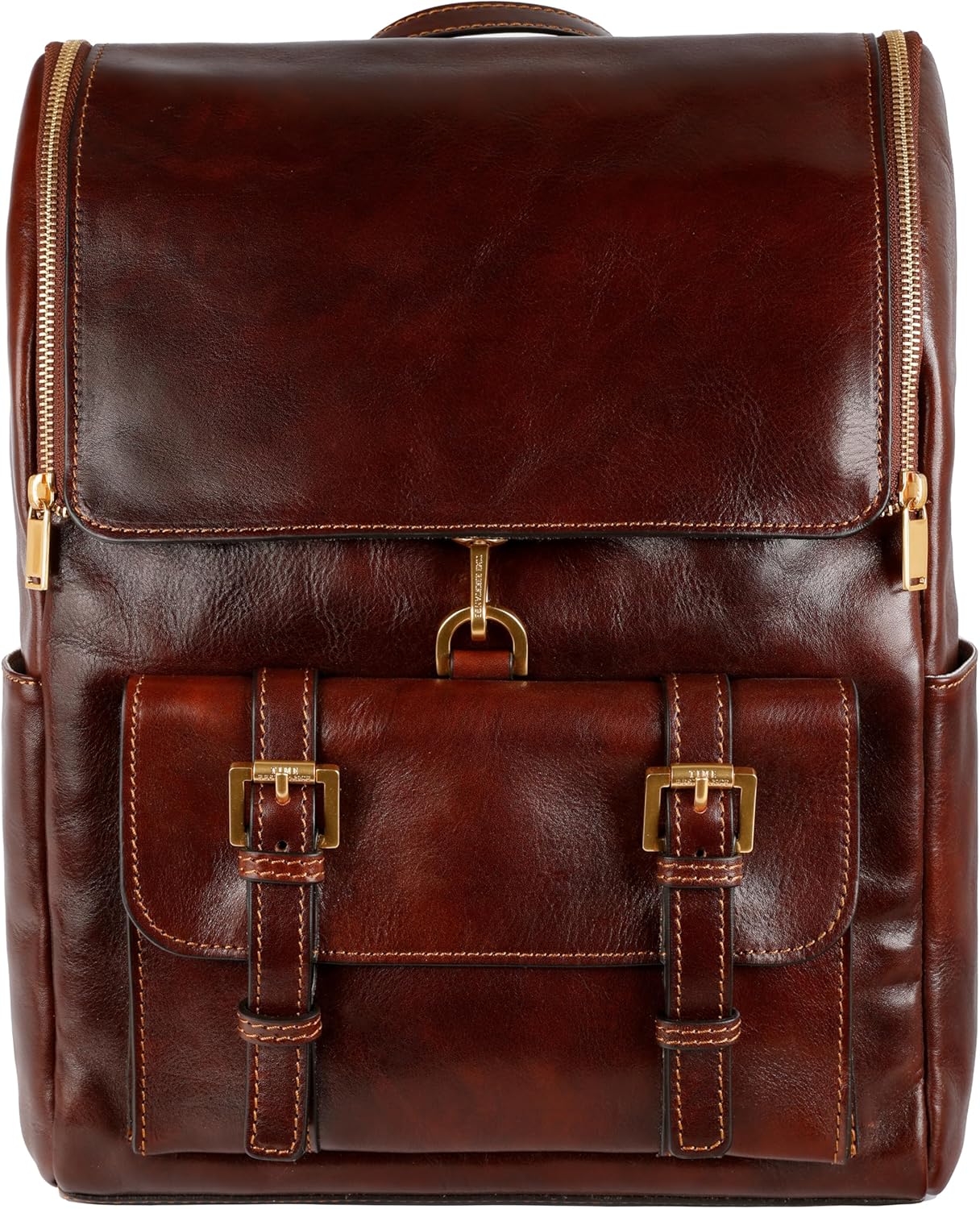 Time Resistance Lederrucksack — Business-Rucksack — Vintage-Laptop-Rucksack 15,6 Zoll — Weekender-Rucksack, hergestellt in Italien