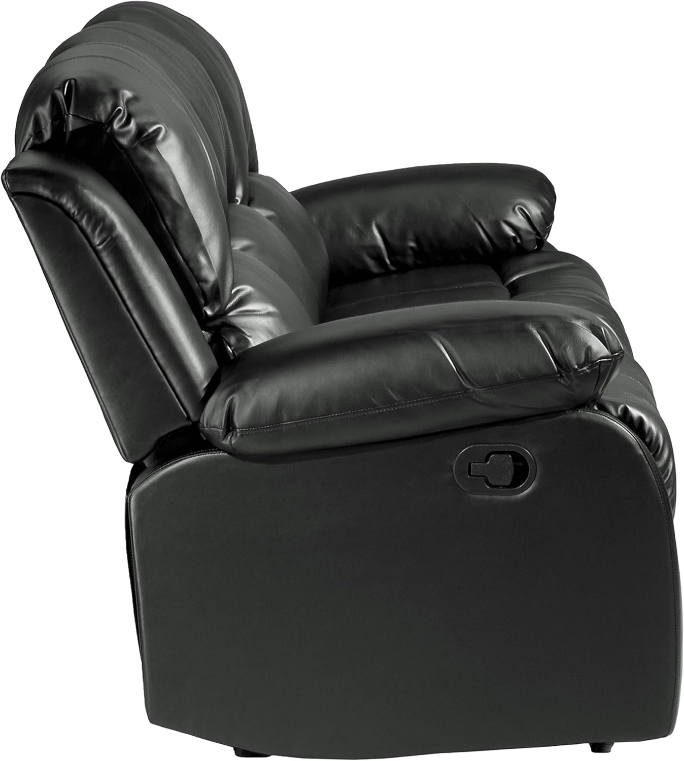 Lexicon Manual Pull Tab Double Reclining Sofa Theater Seating, Wall Hugger Dual Recliner Sofa for Living Room/Office/RV, Faux Leather, 83’’W Sofa, Black · v2