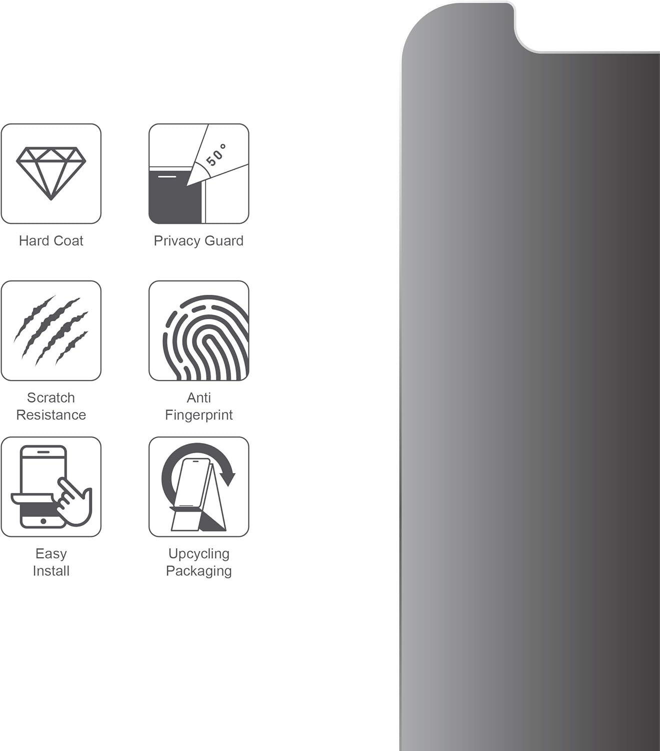 ARMOR Flexible Glass Screen Protector for iPhone 11 Pro/XS/X, Privacy Guard with Anti-Glare