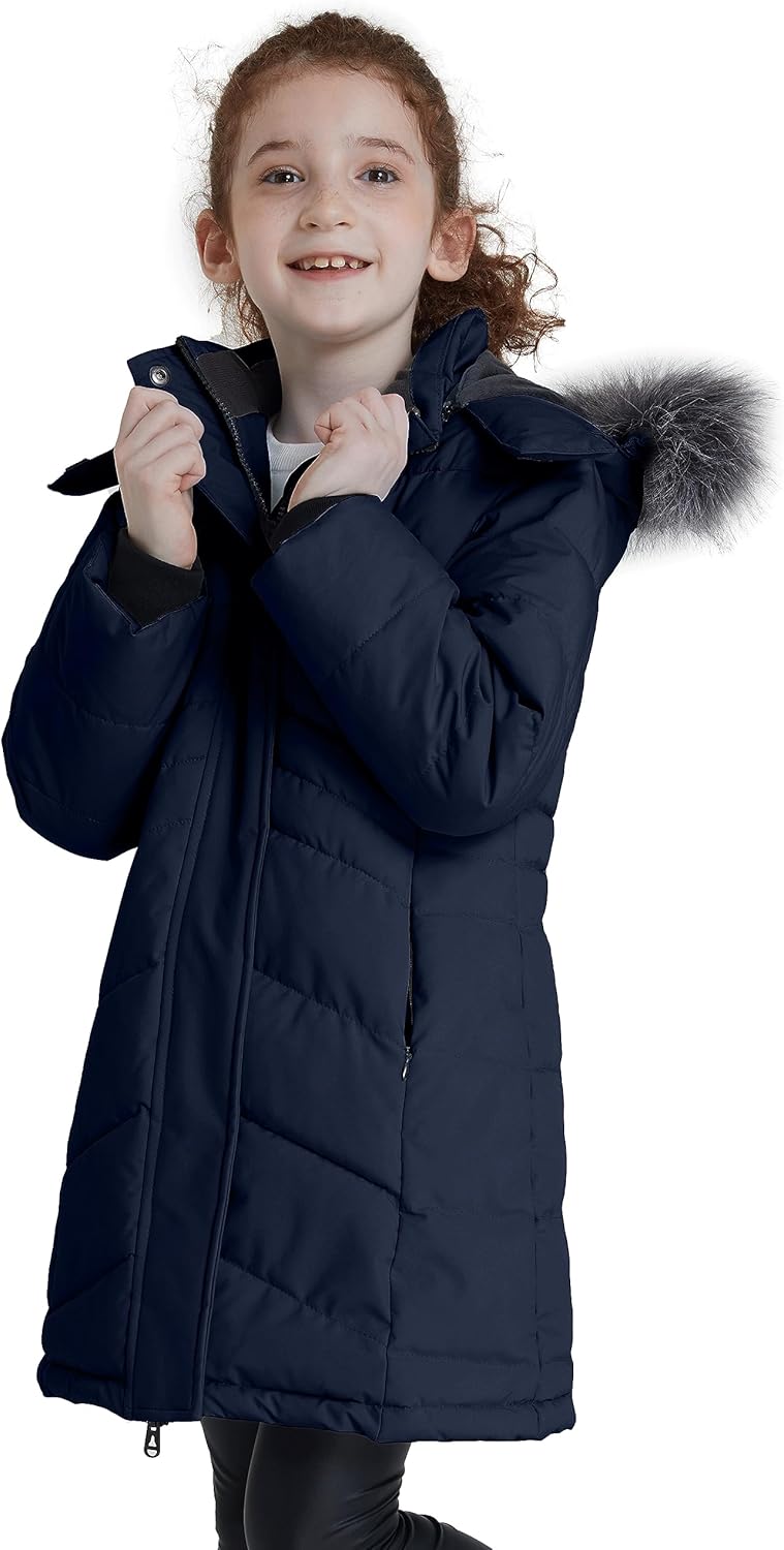 ZSHOW Girls Winter Coat Insulated Long Parka Warm Hooded Puffer Jacket