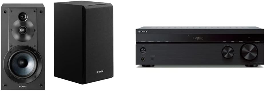 Sony SSCS5 3 Yollu 3 Sürücülü Kitaplık Hoparlör Sistemi (Çift) - Siyah STRDH190 Phono Girişli 2 Kanallı Ev Stereo Alıcısı; Bluetooth