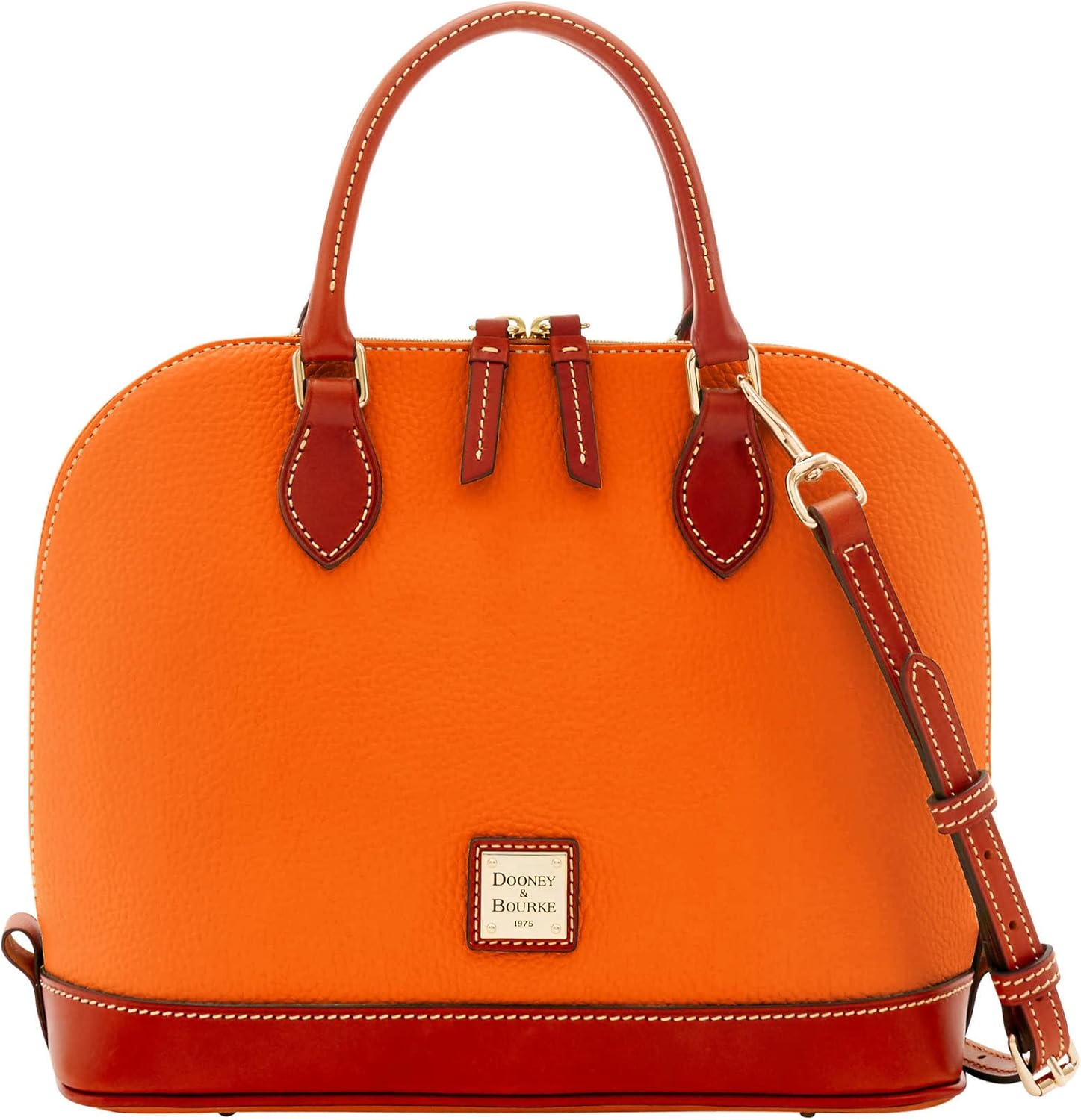 Dooney  Bourke Womens Zip Zip Satchel in Pebble Grain Leather, Large Handbag with Adjustable amp; Detachable Shoulder Strap