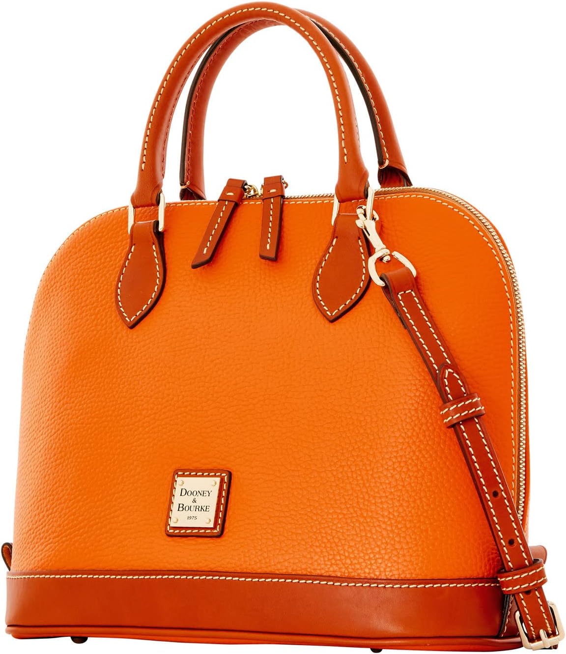Dooney  Bourke Womens Zip Zip Satchel in Pebble Grain Leather, Large Handbag with Adjustable amp; Detachable Shoulder Strap · v2