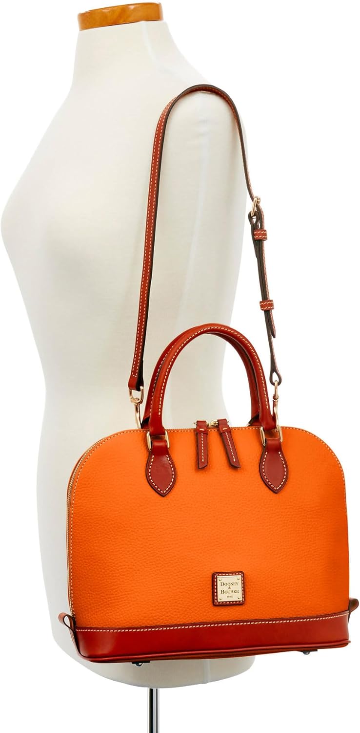 Dooney  Bourke Womens Zip Zip Satchel in Pebble Grain Leather, Large Handbag with Adjustable amp; Detachable Shoulder Strap · v2