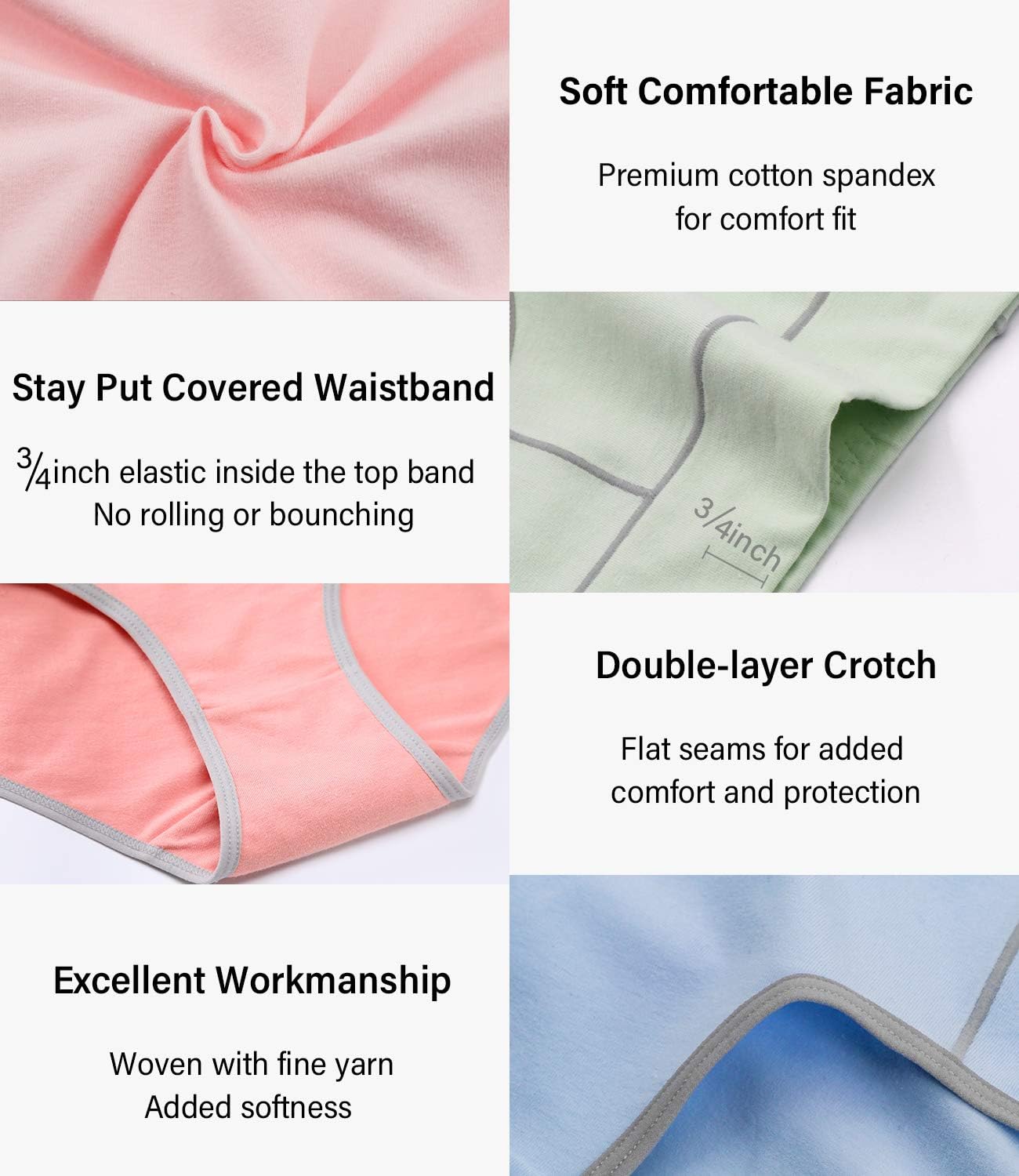 wirarpa Womens Cotton Underwear Stretch Mid Waisted Briefs Ladies Panties 5 Pack (Regular  Plus Size) · v2