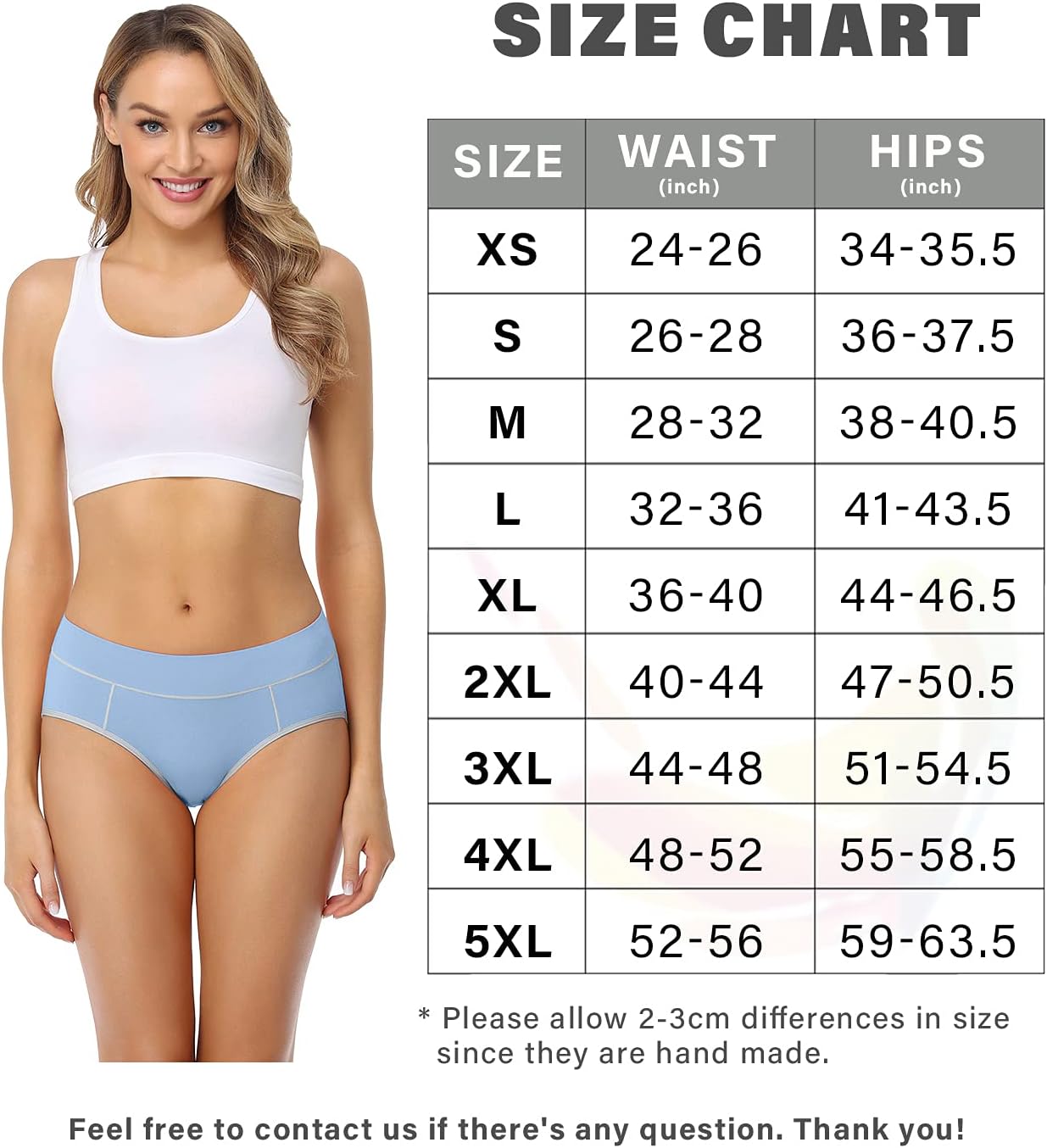 wirarpa Womens Cotton Underwear Stretch Mid Waisted Briefs Ladies Panties 5 Pack (Regular  Plus Size) · v2