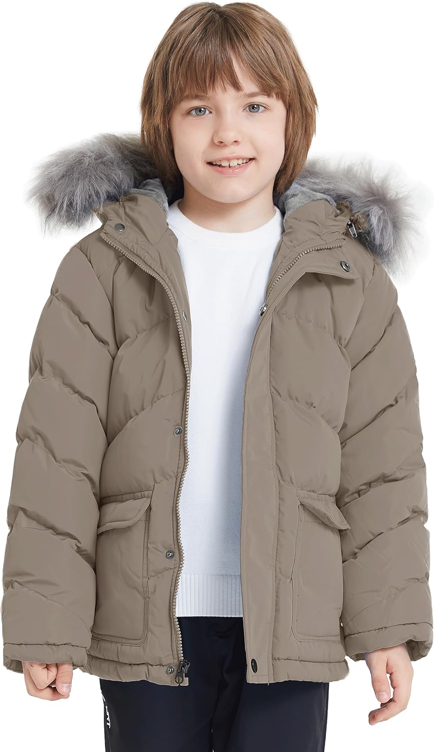ZSHOW Boys Winter Jacket Thick Fleece Lined Parka Windproof Quilted Puffer Jacket