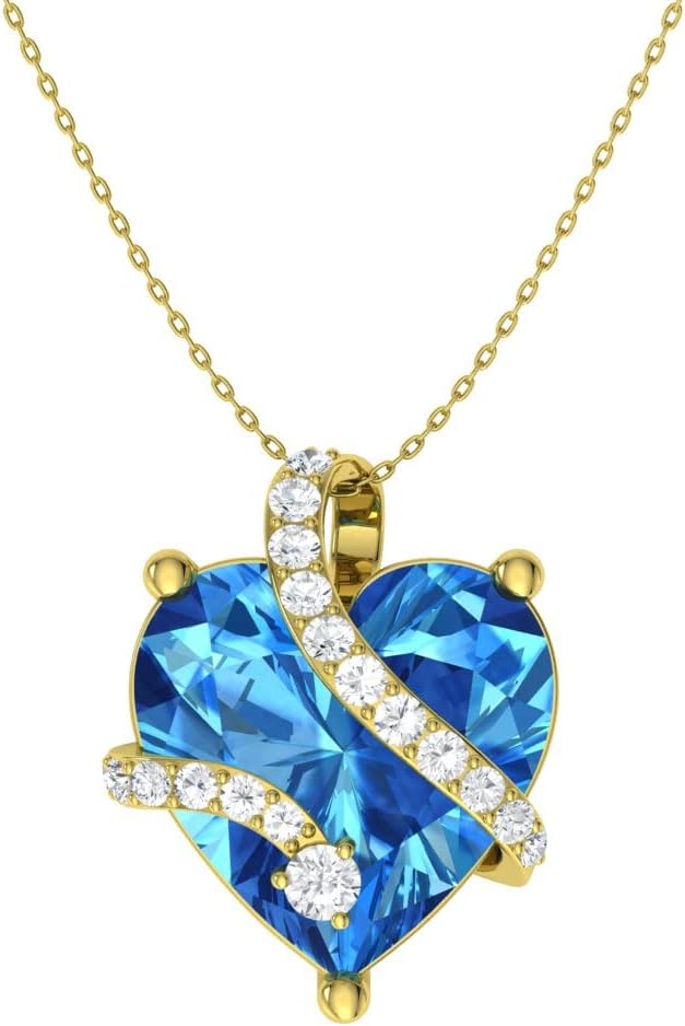 Diamondere Natural and Certified Heart Cut Gemstone and Diamond Wrap Heart Petite Necklace in 14k Solid Gold | 1.68 Carat Pendant with 18 Inch Chain Valentines Day gift for her · v2