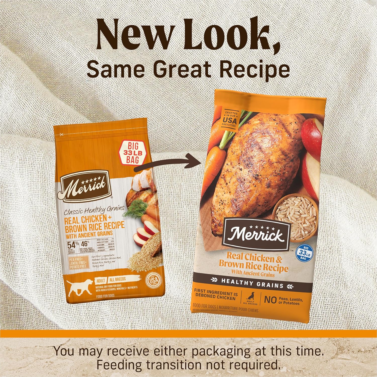 Merrick Healthy Grains Premium Adult Dry Dog Food, Wholesome and Natural Kibble with Chicken and Brown Rice - 33.0 lb. Bag · v2