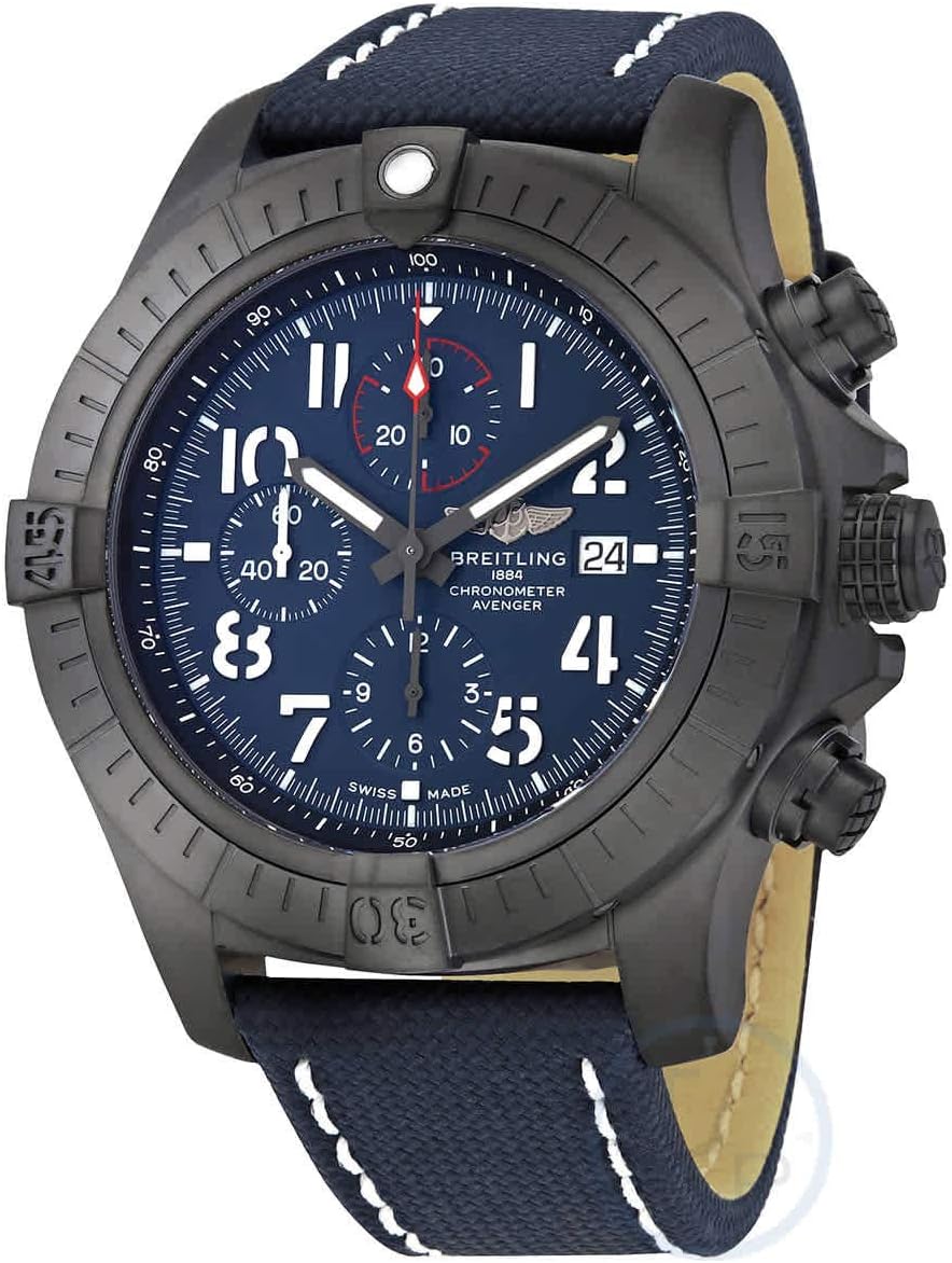 นาฬิกา Breitling Super Avenger Chronograph 48 Night Mission หน้าปัดสีน้ำเงินอัตโนมัติสำหรับผู้ชาย รุ่น V13375101C1X1