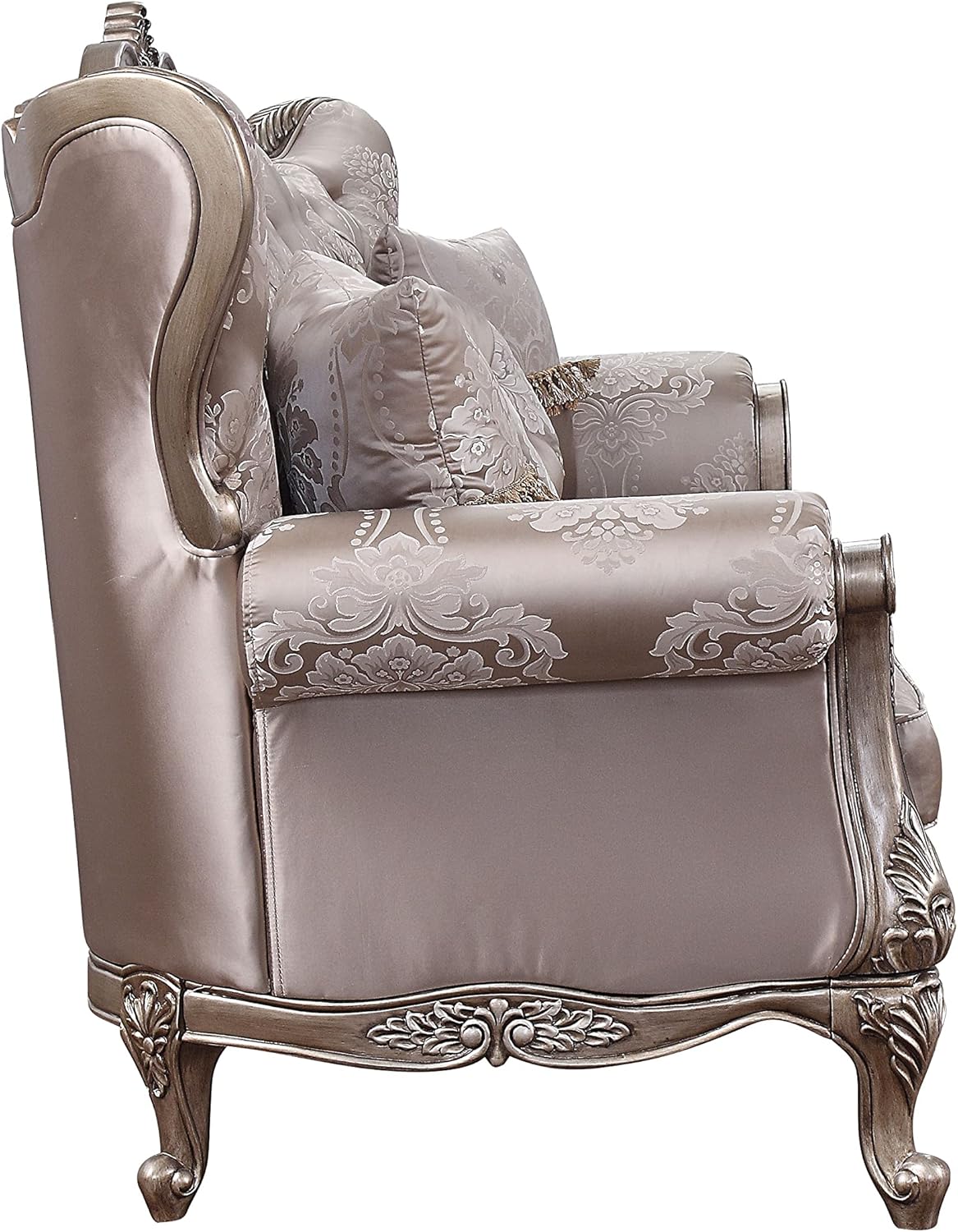 Acme Jayceon Fabric Tufted Sofa with 5 Pillows in Champagne Beige · v2