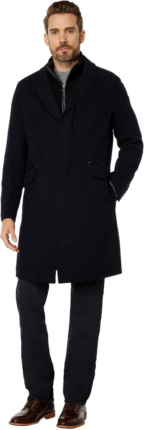 Cole Haan Mens Classic Wool Long Twill Coat · v2