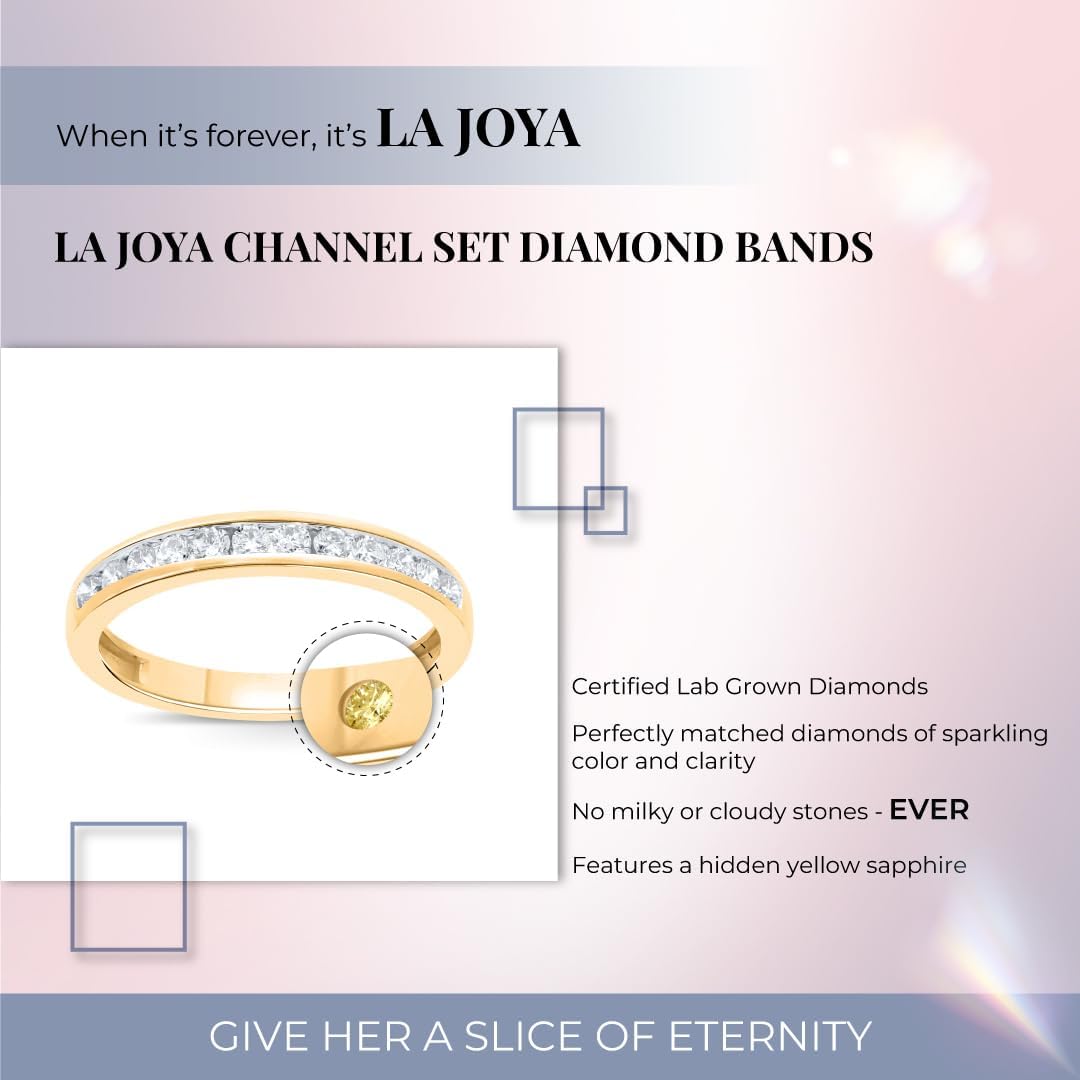 Lab Grown Diamond Wedding Rings for Women | 10K Yellow, White and Rose Gold Certified 1/6-1/2 Carat Channel Set Diamond Anniversary Bands and Wedding Bands for Her · v2