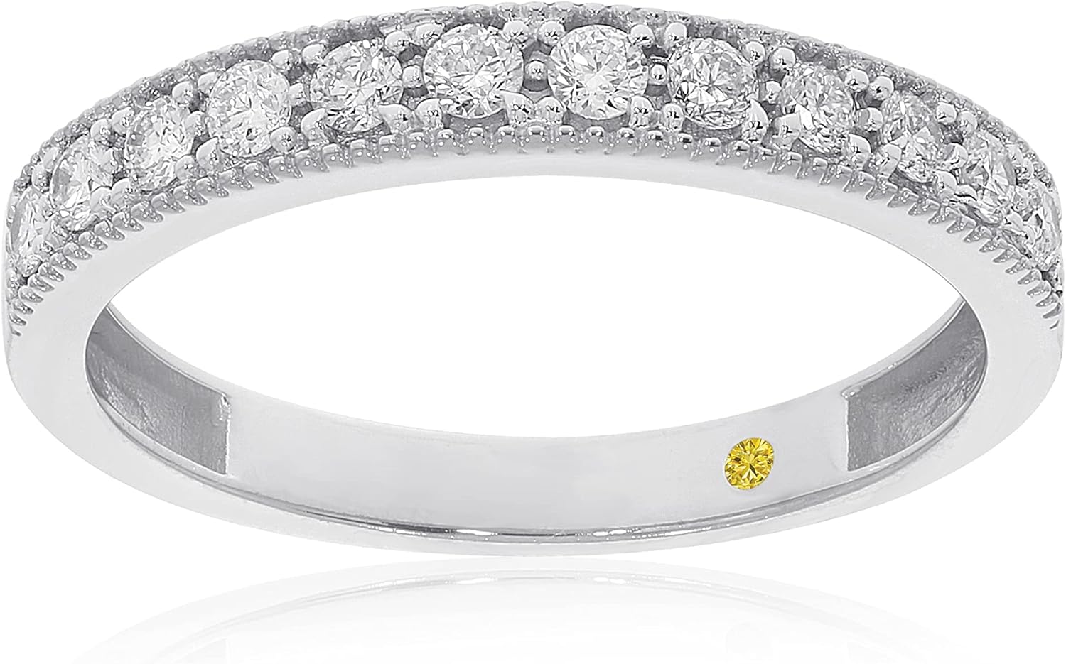 Lab Grown Diamond Wedding Bands for Women | 10K Yellow, White and Rose Gold Certified 1/10-1/2 Carat Milgrain Diamond Anniversary Bands, Promise Rings and Stackable Bands · v4