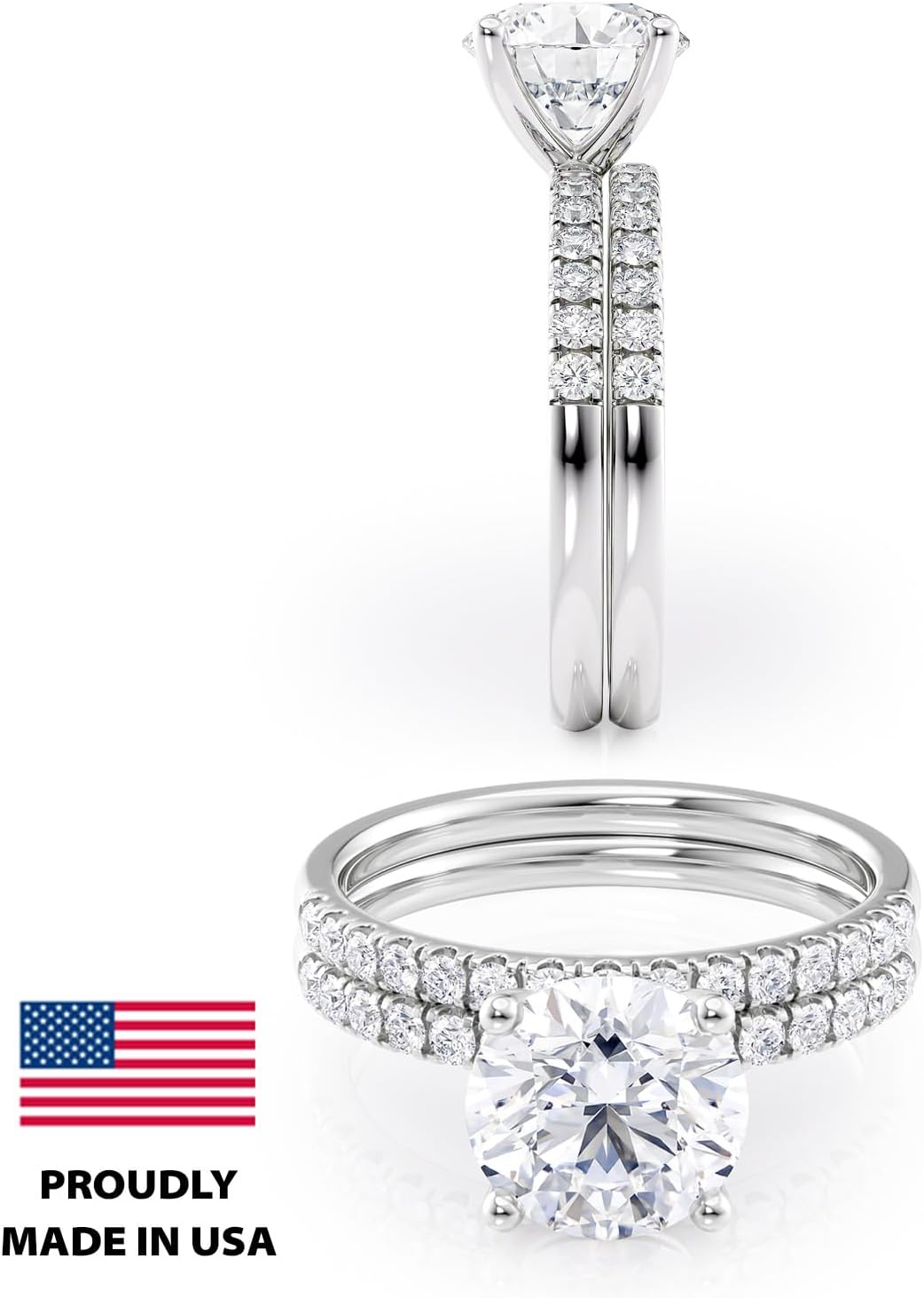 2 Carat Moissanite Engagement Ring with 1/3 Carat Round Natural Diamond in 14K Gold (G-H/VS, G-H/SI, cttw, DEW) for Women Size 4 to 11 · v4