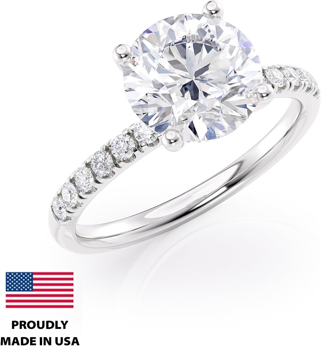 2 Carat Moissanite Engagement Ring with 1/3 Carat Round Natural Diamond in 14K Gold (G-H/VS, G-H/SI, cttw, DEW) for Women Size 4 to 11 · v4