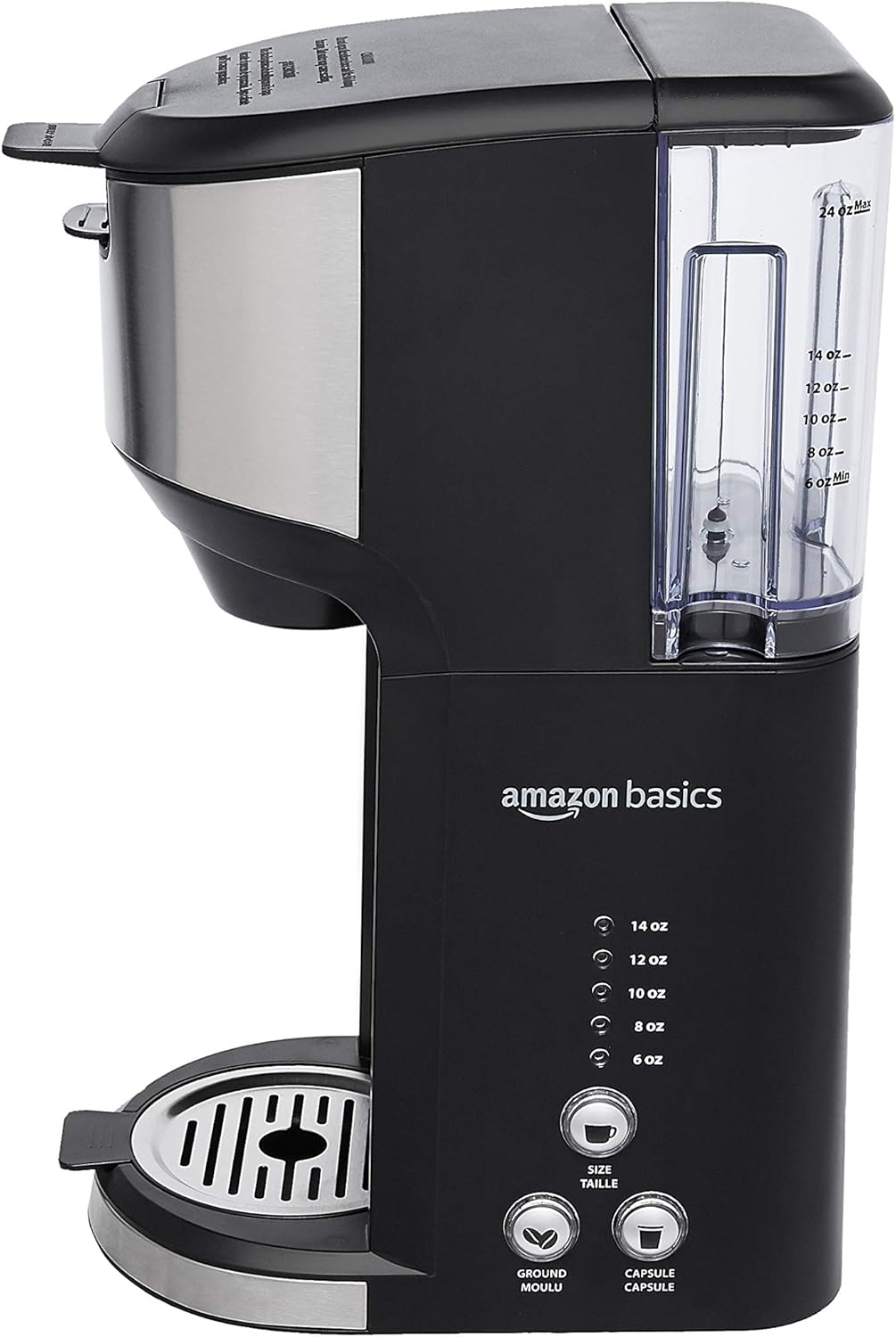 Amazon Basics Drip Coffee Maker with K-Cup, 14 Oz, Black and Stainless steel, 5.98D x 9.44"W x 14.17"H · v2