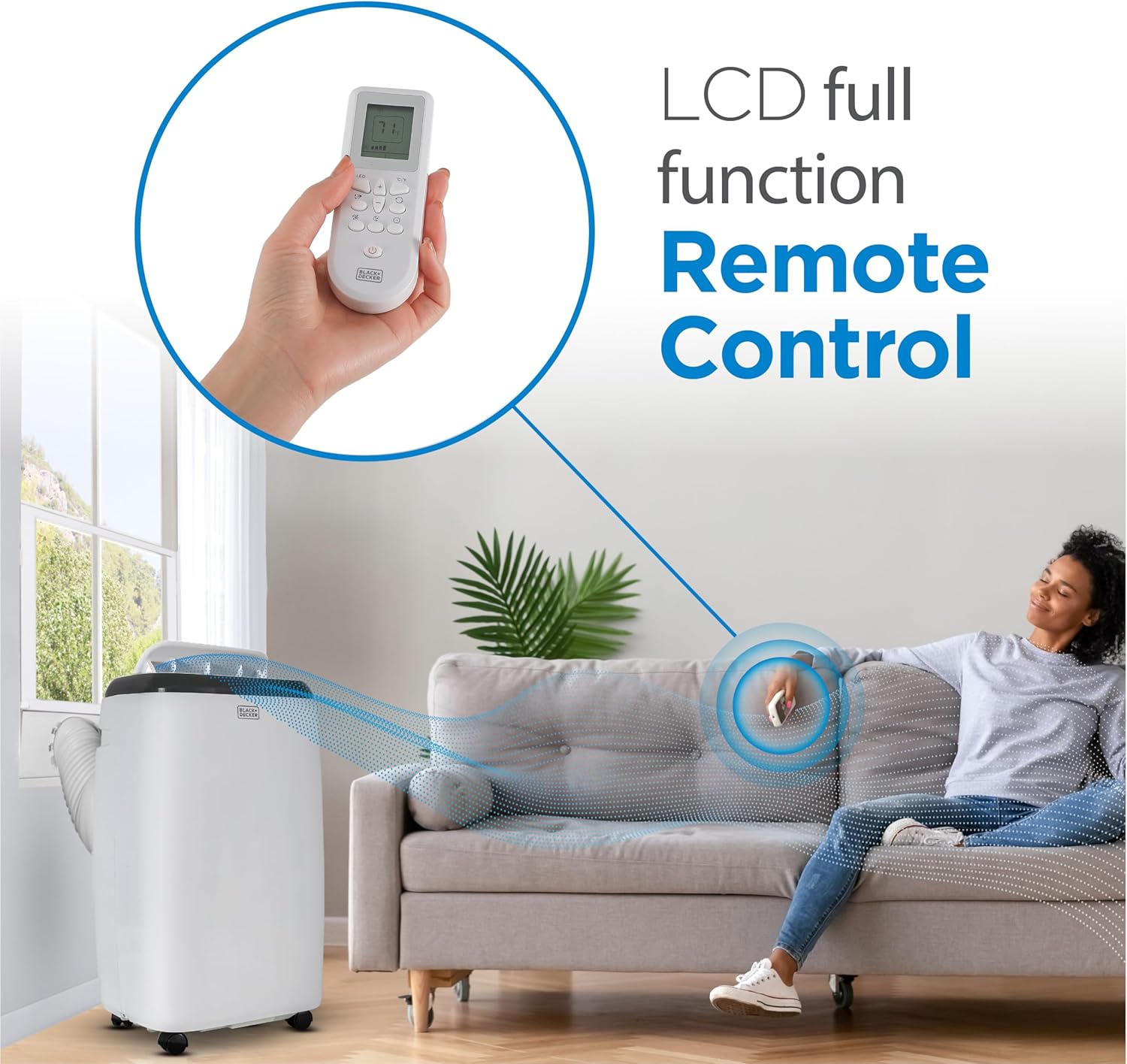 Tragbare Klimaanlage von BLACK DECKER, 5.000 BTU SACC/CEC (8.000 BTU ASHRAE 128) für Räume bis zu 350 m² Ft., tragbare Klimaanlage mit Fensterset zur Fernsteuerung mit vollem Funktionsumfang, BPT05WTBA, Weiß