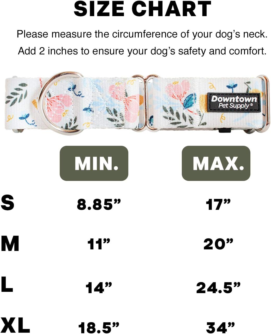 Downtown Pet Supply - Martingale Collar for Dogs - Big, Wide  Thick Dog Training Collar - Escape-Proof, Weatherproof, Durable and Comfortable - Floral - Large · v3