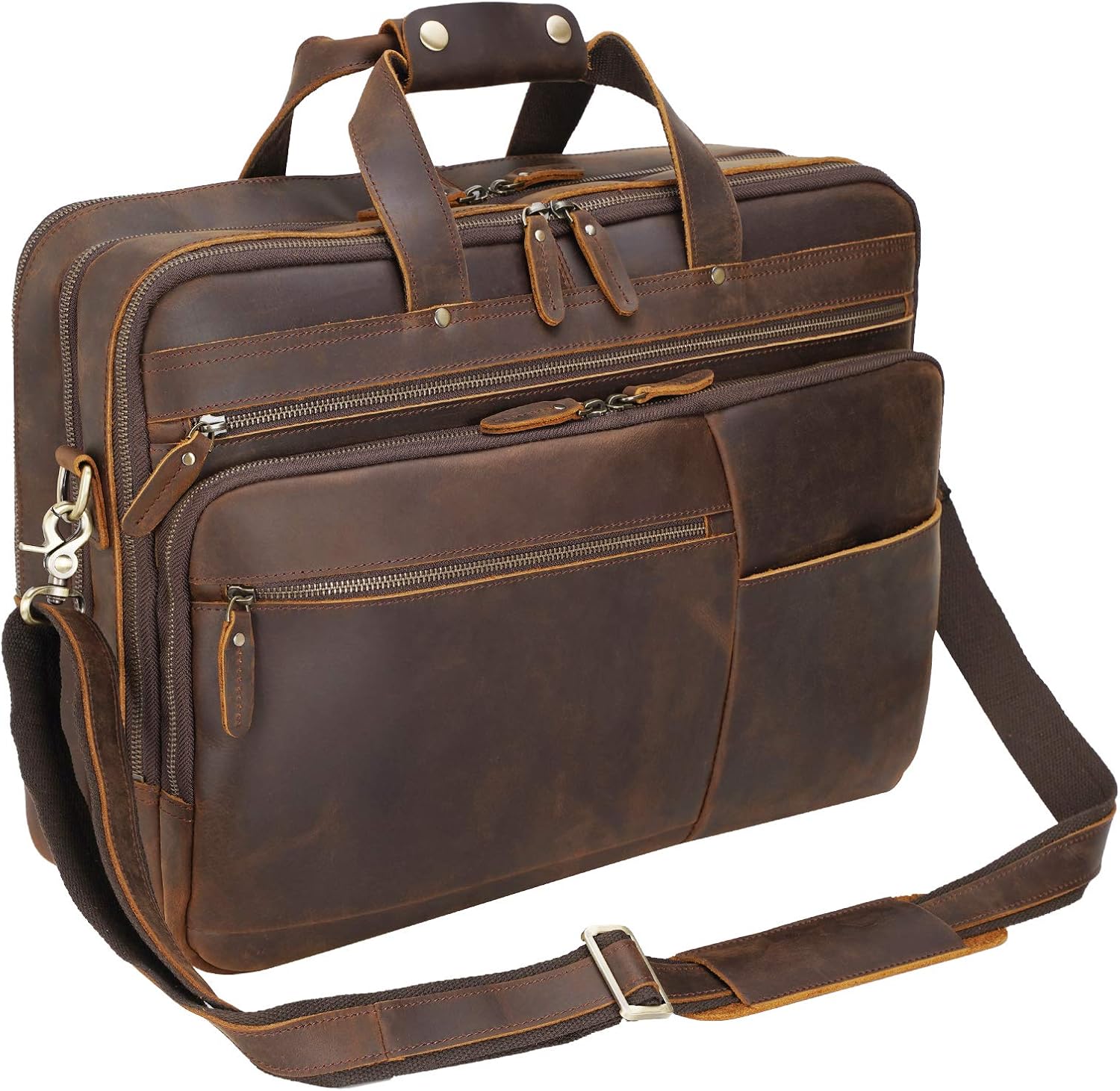 Valigetta Polare X-Large 18 in pelle pieno fiore da uomo Borsa a tracolla per laptop da 17,3"