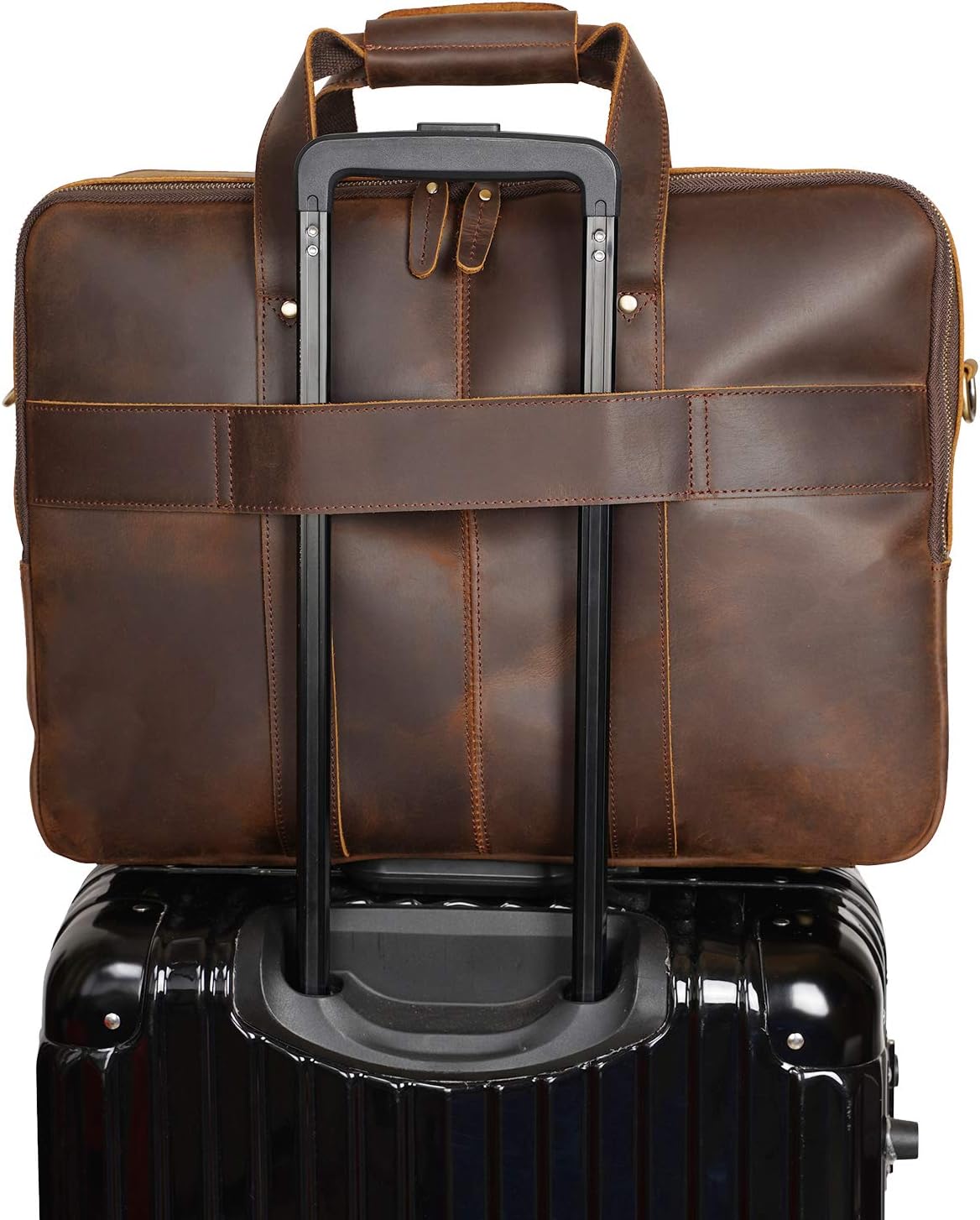 Maletín Polare XL 18 de piel de plena flor para hombre, funda de viaje de negocios, bandolera para portátil de 17,3 pulgadas