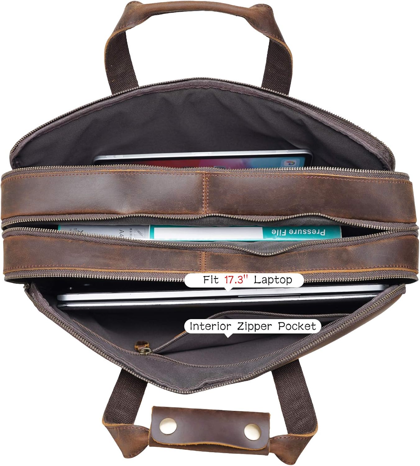 Maletín Polare XL 18 de piel de plena flor para hombre, funda de viaje de negocios, bandolera para portátil de 17,3 pulgadas