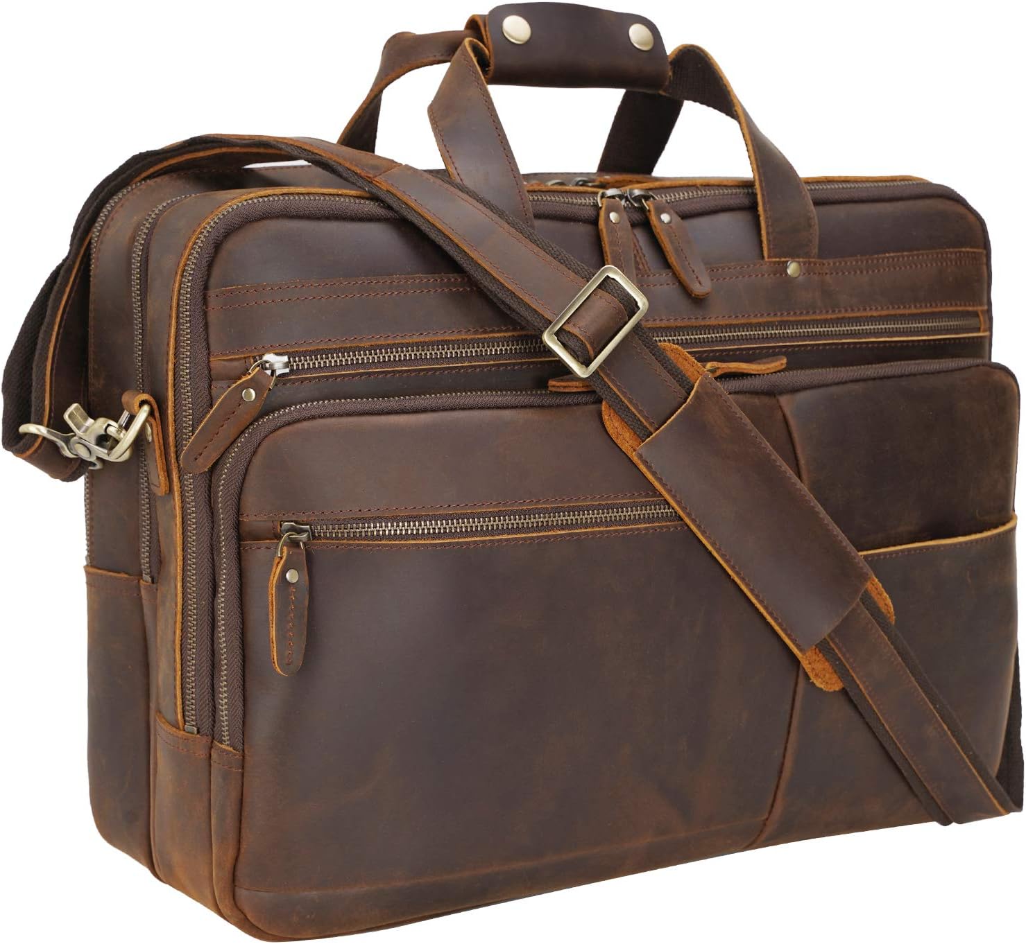 Maletín Polare XL 18 de piel de plena flor para hombre, funda de viaje de negocios, bandolera para portátil de 17,3 pulgadas