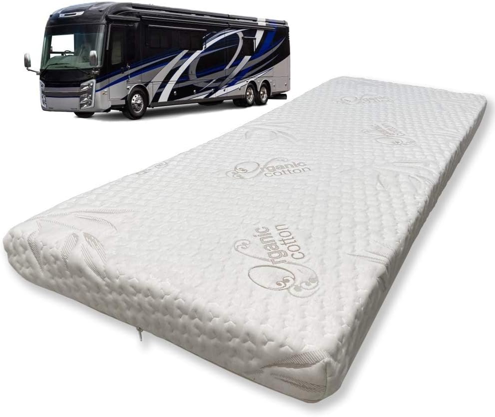 Foamma 5” x 36” x 72” Camper/RV Travel Gel Memory Foam Bunk Mattress, Organic Cotton Cover, Made in USA, Comfortable, Travel Trailer, CertiPUR-US Certified Foam · v5