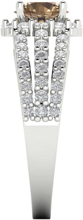 Clara Pucci 1.98ct Okrągły krój Halo Solitaire Oryginalny szampan Symulowany diamentowy pierścionek ślubny obietnica rocznicowa K18 białe złoto