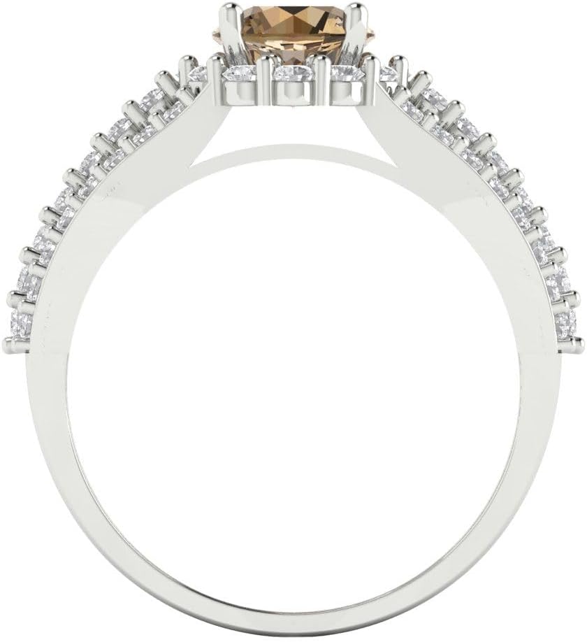Clara Pucci 1.98ct Okrągły krój Halo Solitaire Oryginalny szampan Symulowany diamentowy pierścionek ślubny obietnica rocznicowa K18 białe złoto