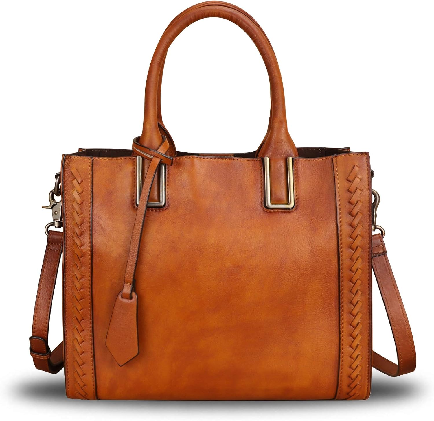 Genuine Leather Satchel Handbag for Women Vintage Handmade Shoulder Bag Cowhide Tote Purse · v2