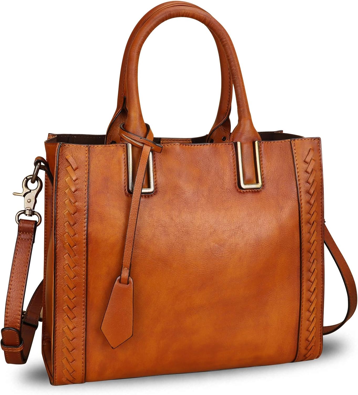 Genuine Leather Satchel Handbag for Women Vintage Handmade Shoulder Bag Cowhide Tote Purse · v2