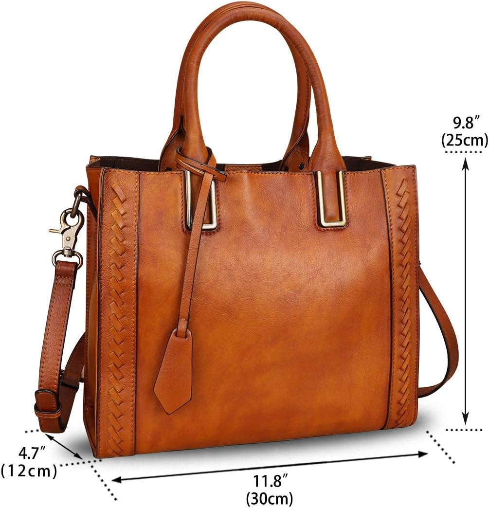 Genuine Leather Satchel Handbag for Women Vintage Handmade Shoulder Bag Cowhide Tote Purse · v2