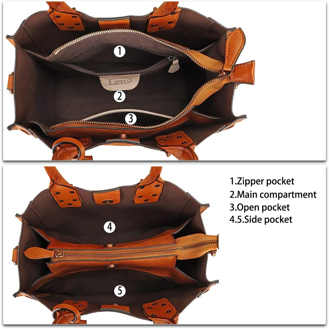 Genuine Leather Satchel Handbag for Women Vintage Handmade Shoulder Bag Cowhide Tote Purse · v2