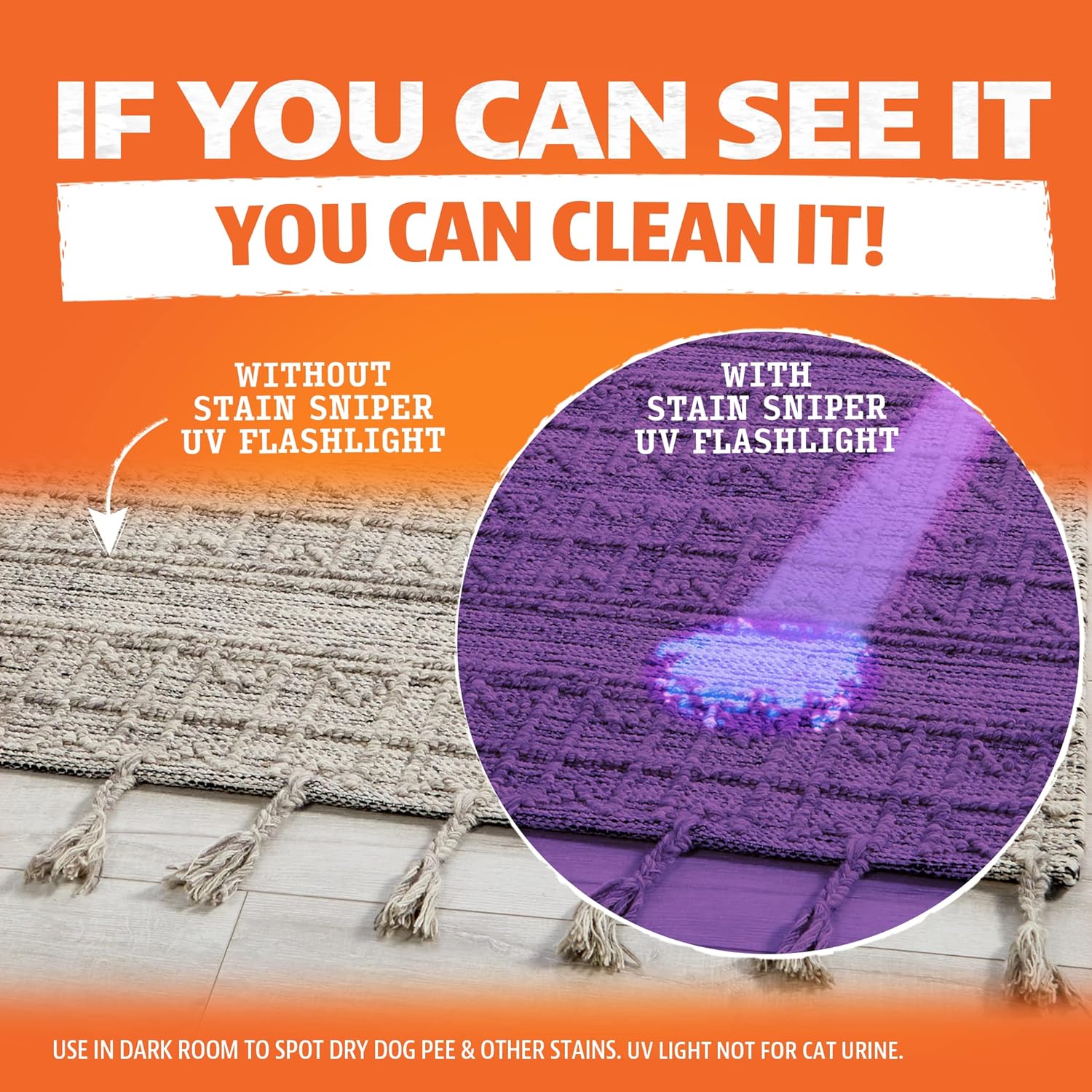 ANGRY ORANGE Pet Odor Eliminator for Strong - Citrus Deodorizer Dog or Cat Pee Smells on Carpet, Furniture Indoor Outdoor Floors Puppy Supplies (24 Fl Oz UV Flashlight) · v4