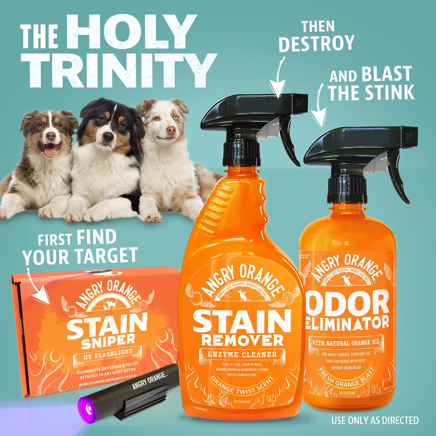 ANGRY ORANGE Pet Odor Eliminator for Strong - Citrus Deodorizer Dog or Cat Pee Smells on Carpet, Furniture Indoor Outdoor Floors Puppy Supplies (24 Fl Oz UV Flashlight) · v4