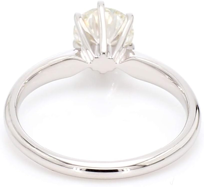 แหวนหมั้นเพชรเม็ดเดี่ยวทองคำขาว 14k ประดับด้วยเพชรสังเคราะห์ (1.00 กะรัต สี I-J ความสะอาด VS2-SI1)