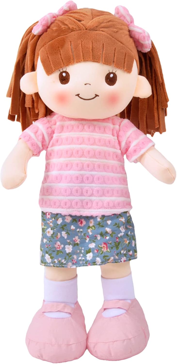Linzy Toys, 16 Little Sweet Hearts Interactive Soft Plush RAG Doll, Embroidered FACE  Removable Clothes, Educational Doll, Muñecas de trapo para niña, First Doll for Kids (90958) , Floral · v2
