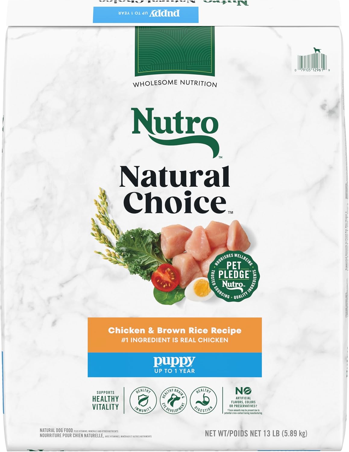 Alimento seco para cachorros Nutro Natural Choice, receta de pollo y arroz integral, 13 libras