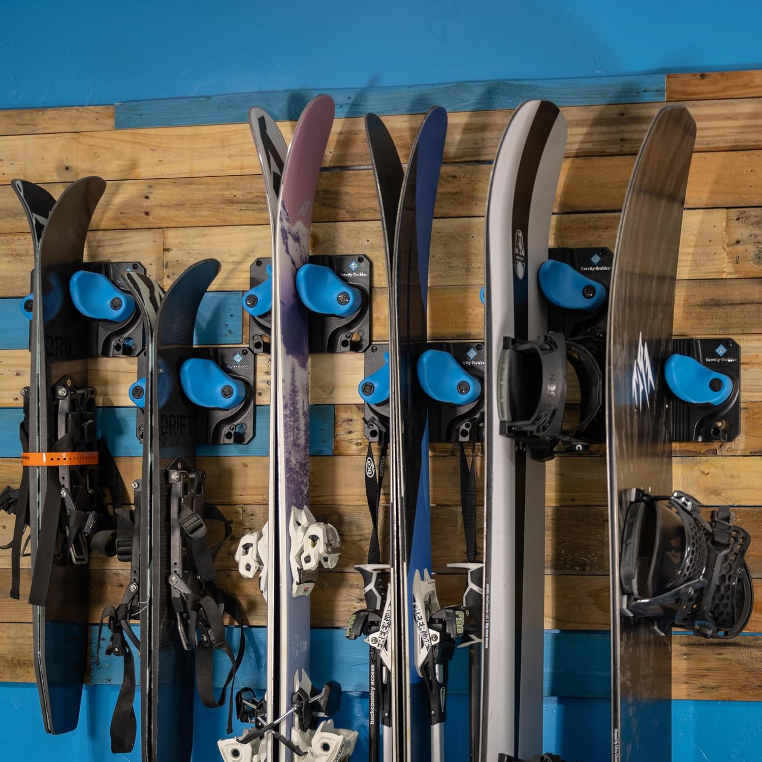 Ultimativer Ski- und Snowboard-Wandhalter | Sichere, rutschfeste Aufbewahrung | Passt auf jedes Ski/Board | Garagenorganisation | Skiablage | Snowboard-Ablage | Organizer für Winterausrüstung | 6er-Pack