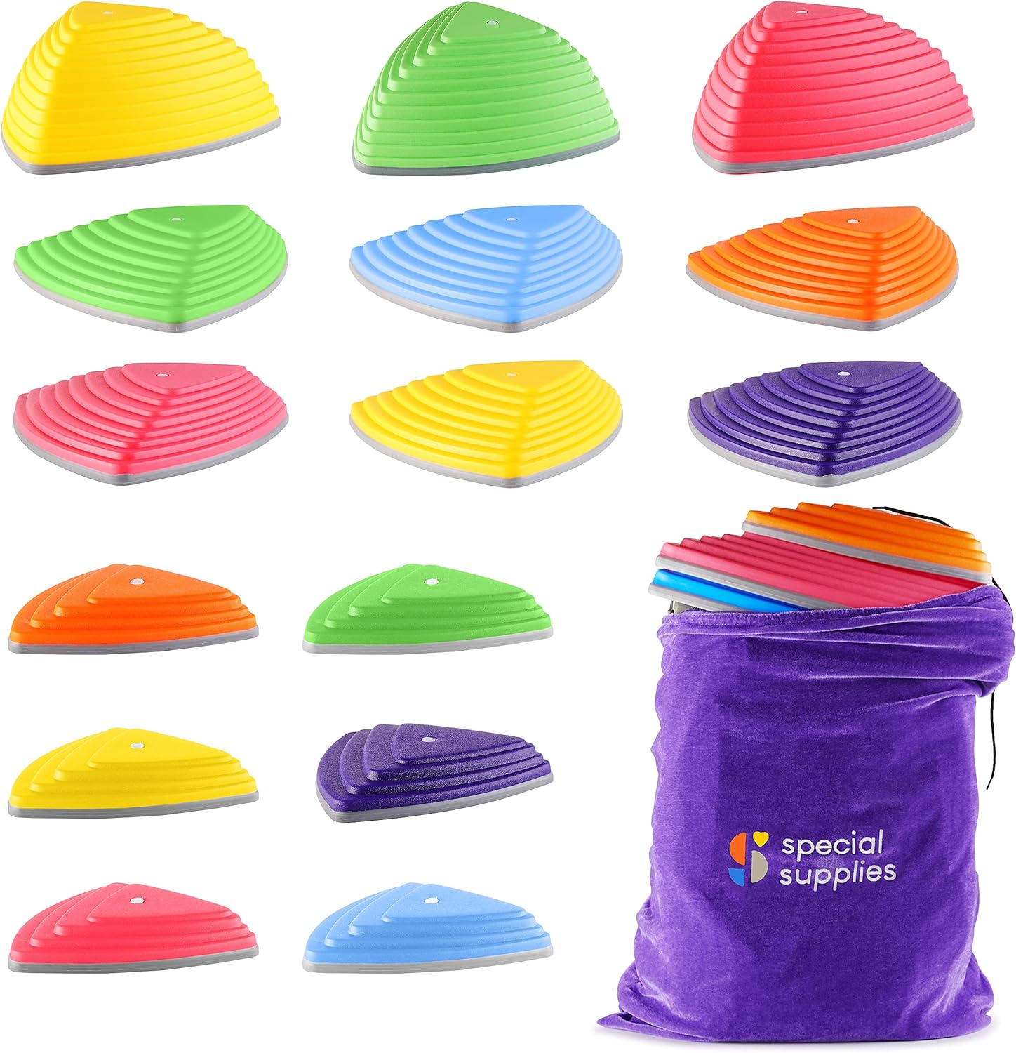 Forniture speciali 15 pietre miliari per bambini I blocchi di equilibrio per interni ed esterni promuovono la coordinazione, l'equilibrio, la forza in gomma sicura per i bambini, bordi antiscivolo