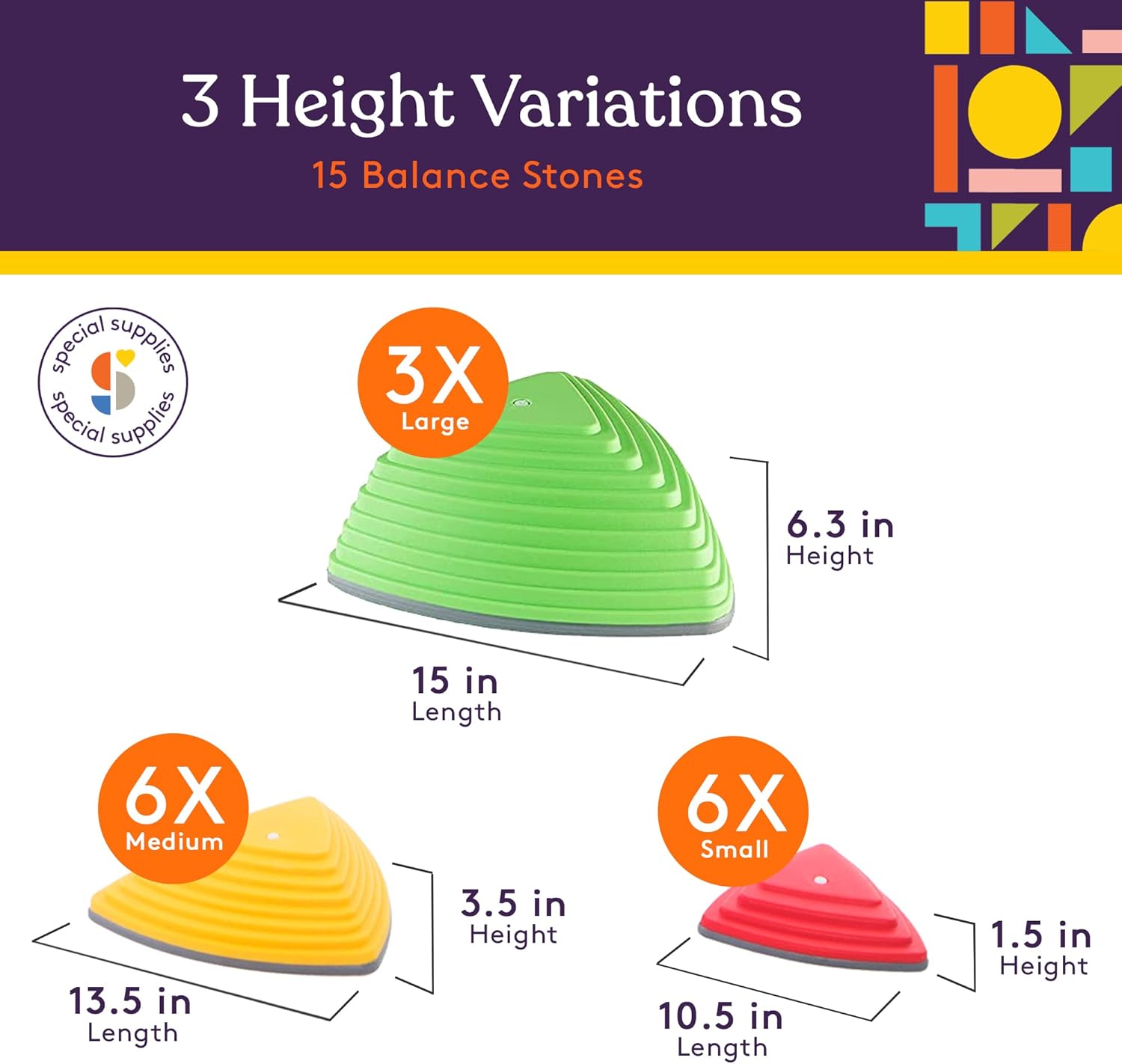 Special Supplies 15 Stepping Stones for Kids Indoor and Outdoor Balance Blocks Promote Coordination, Balance, Strength Child Safe Rubber, Non-Slip Edging · v2