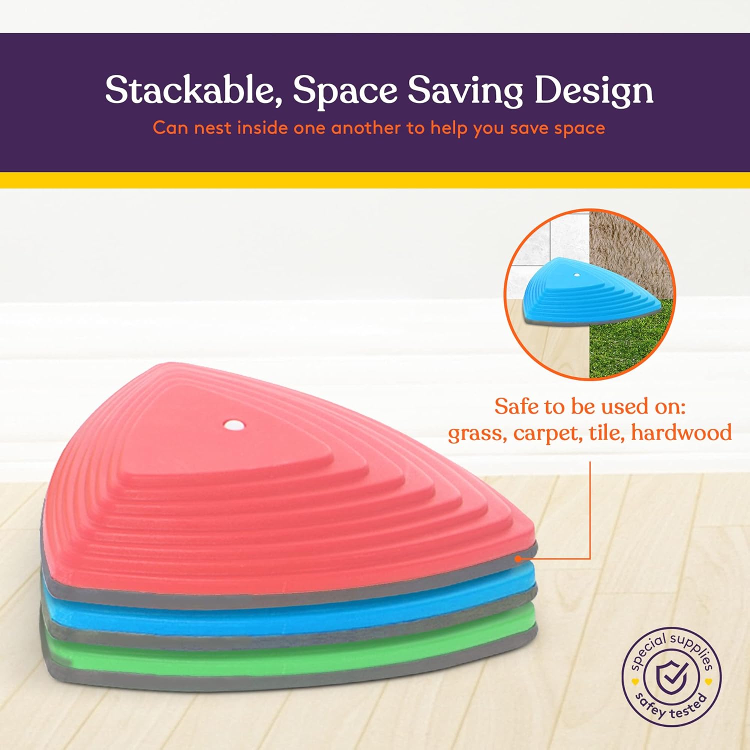 Special Supplies 15 Stepping Stones for Kids Indoor and Outdoor Balance Blocks Promote Coordination, Balance, Strength Child Safe Rubber, Non-Slip Edging · v2