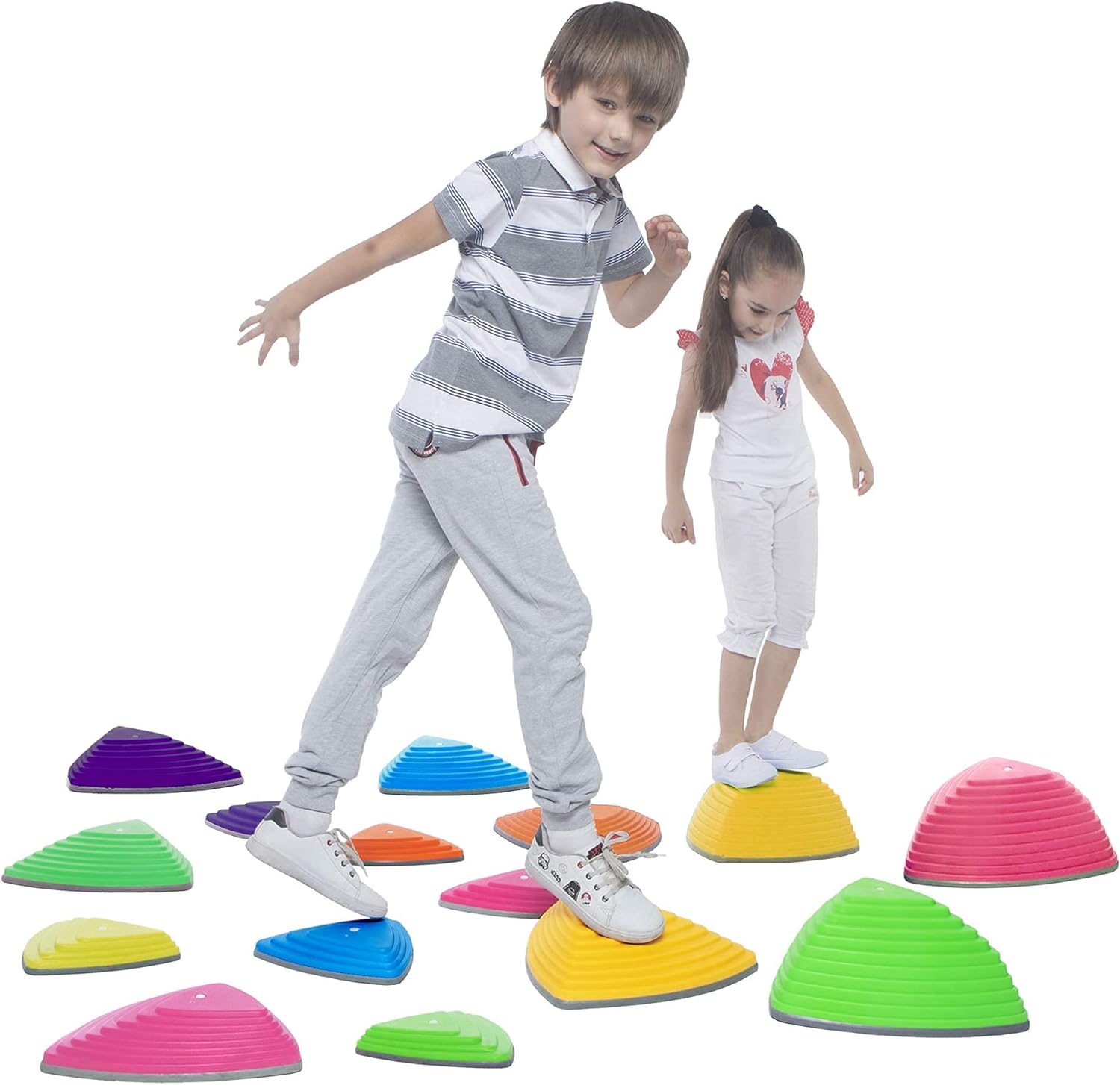 Special Supplies 15 Stepping Stones for Kids Indoor and Outdoor Balance Blocks Promote Coordination, Balance, Strength Child Safe Rubber, Non-Slip Edging · v2