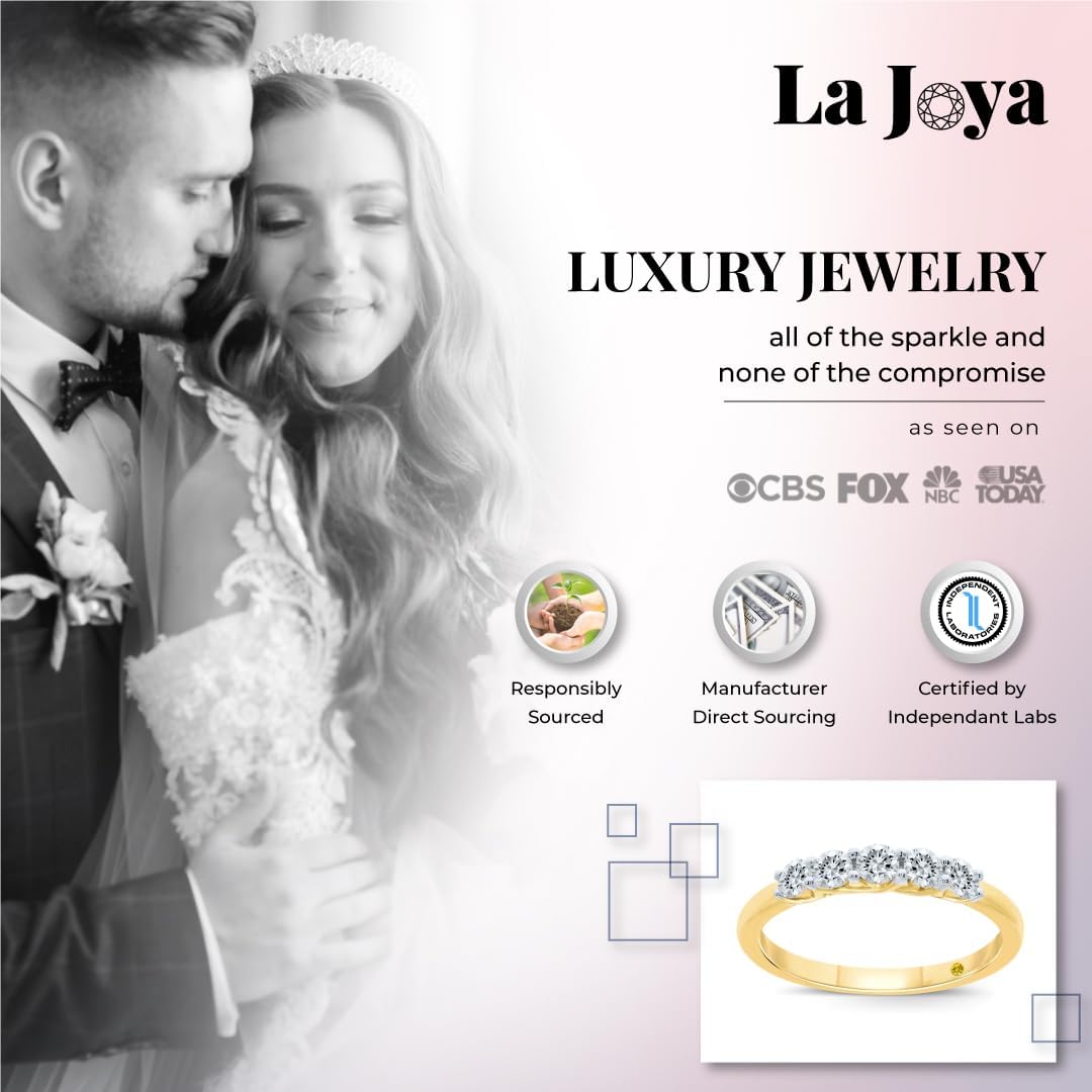 Lab Grown Five Stone Diamond Rings for Women | 10K Solid Yellow and White Gold Certified 1/4-1 CT. TW. Diamond Anniversary Bands and Diamond Wedding Rings for Women · v2