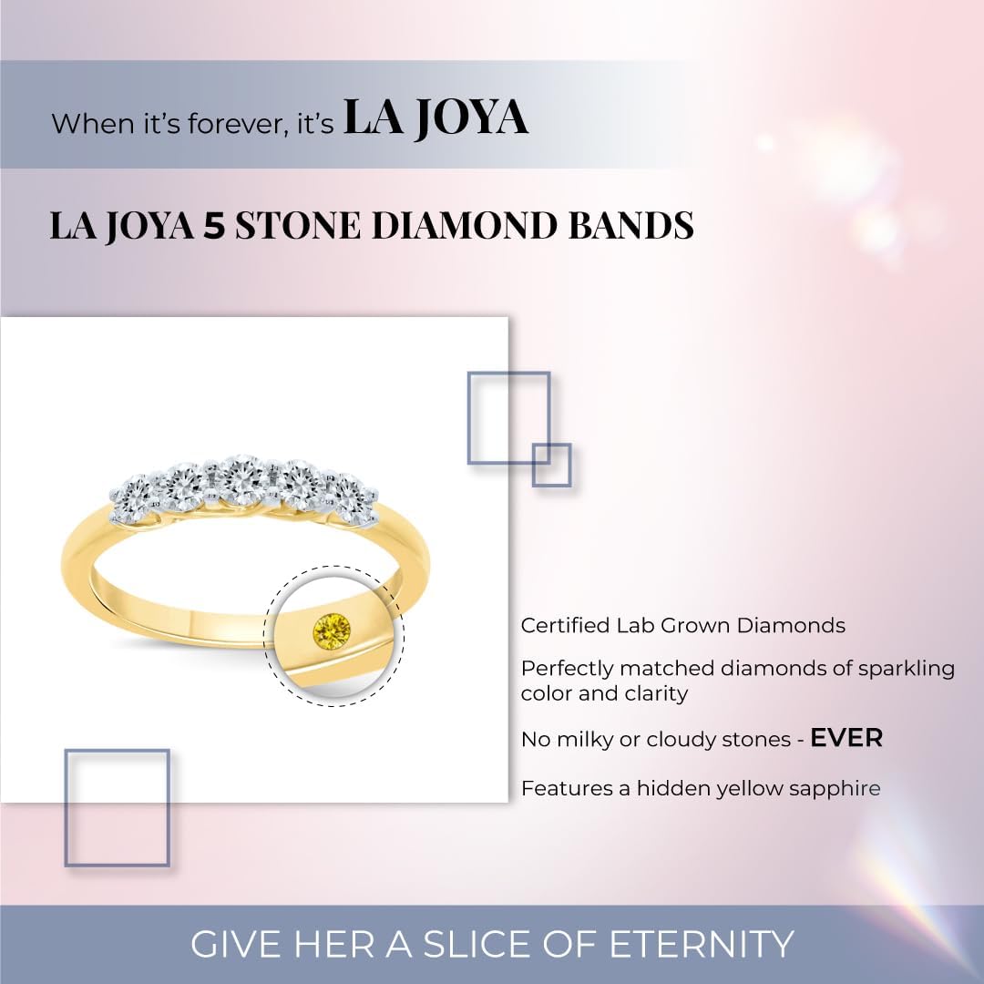 Lab Grown Five Stone Diamond Rings for Women | 10K Solid Yellow and White Gold Certified 1/4-1 CT. TW. Diamond Anniversary Bands and Diamond Wedding Rings for Women · v2