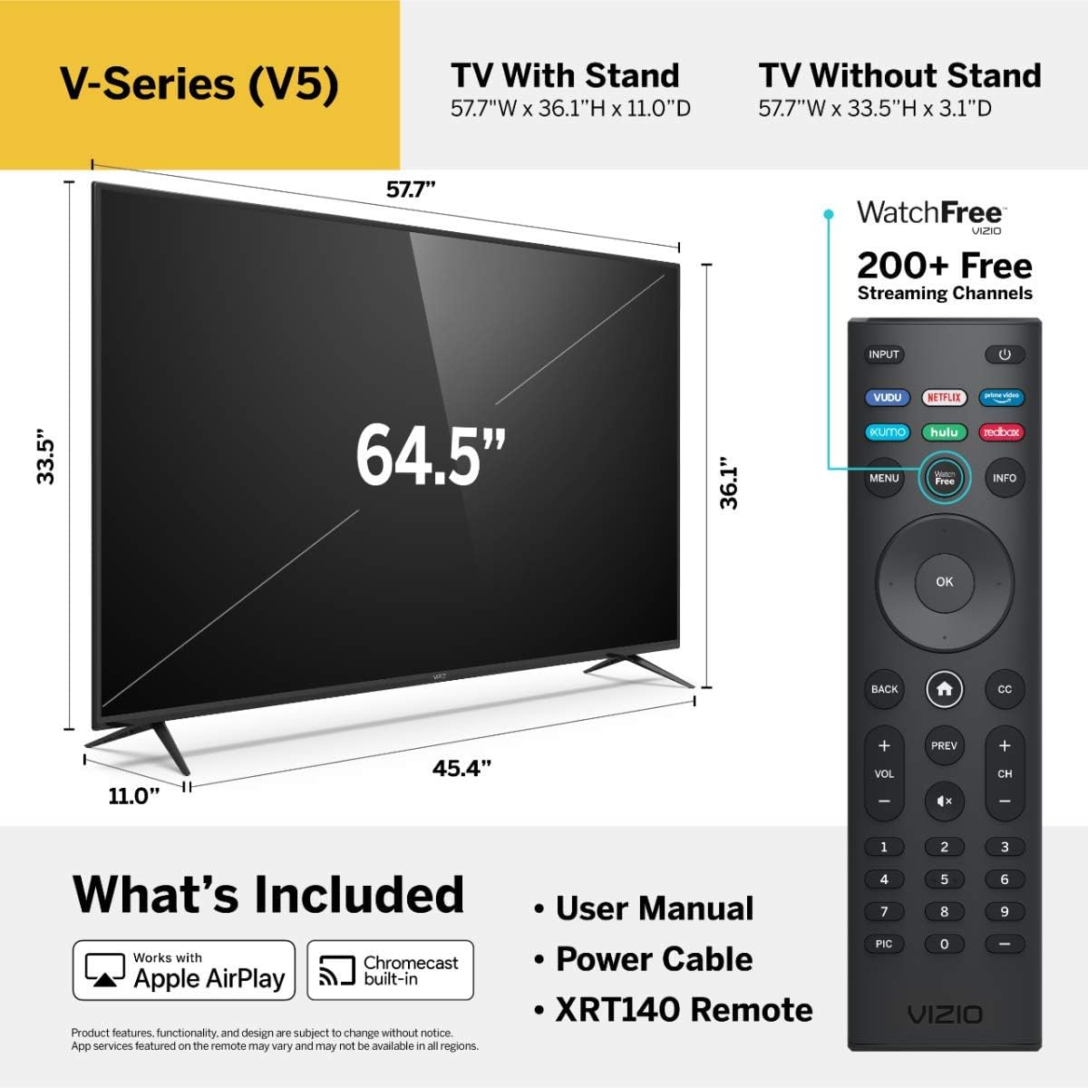 VIZIO 65 Inch 4K Smart TV, V-Series UHD LED HDR Television with Apple AirPlay and Chromecast Built-in · v8