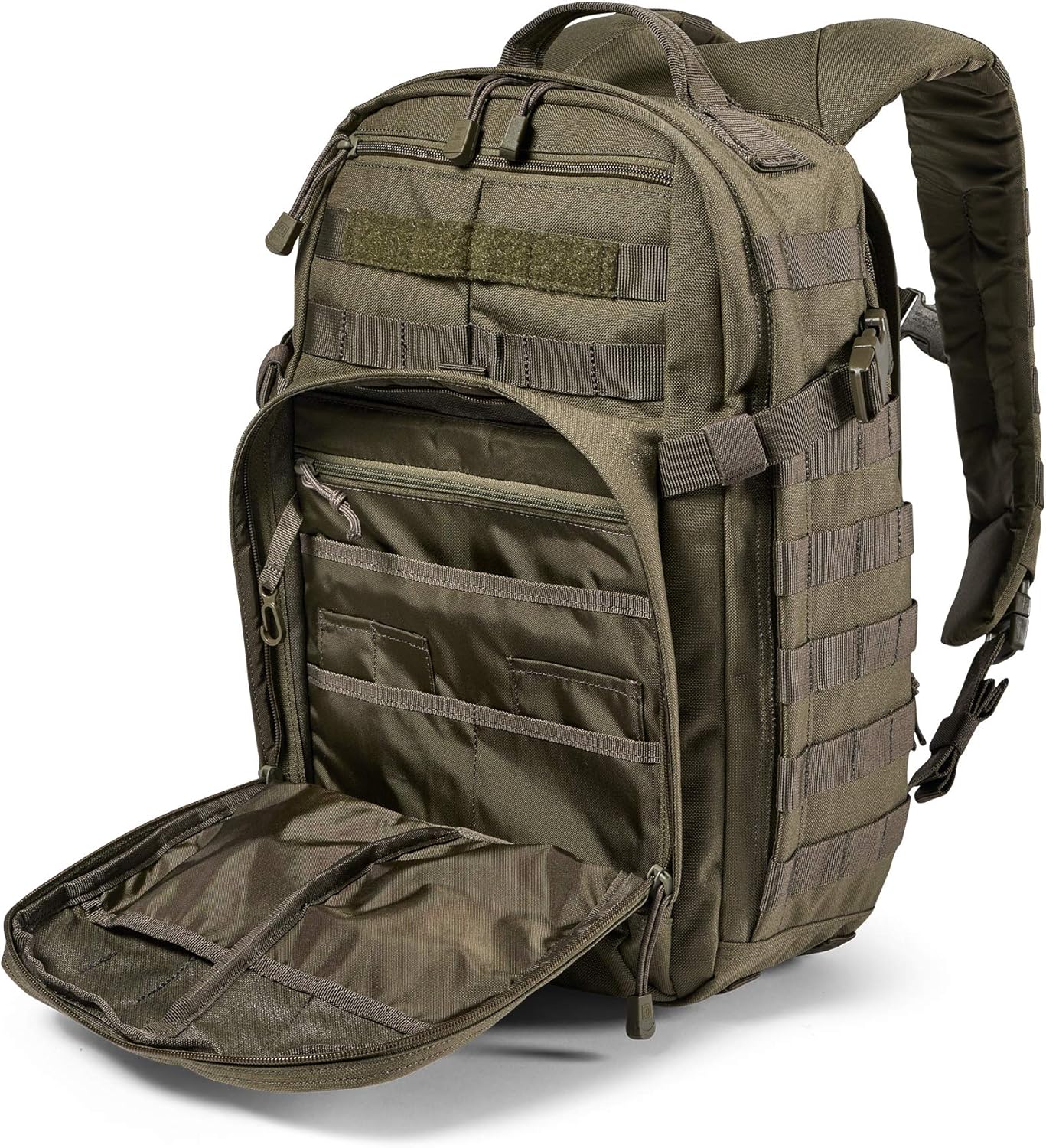 5.11 Tactical Backpack – Rush 12 2.0 – Military Molle Pack, CCW with Multiple Channels, 24 ลิตร, ขนาดเล็ก, Style 56561, Ranger Green