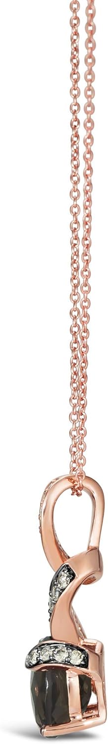 LE VIAN Halskette mit Bandanhänger aus 14 Karat Roségold für Damen I 1/4 Karat Vanille- und Schokoladendiamant mit 2-karätiger ovaler Rauchquarz-Halskette (G-H/Brown, VS2-SI1, cttw), 18-Zoll-Kette mit Hummerkralle